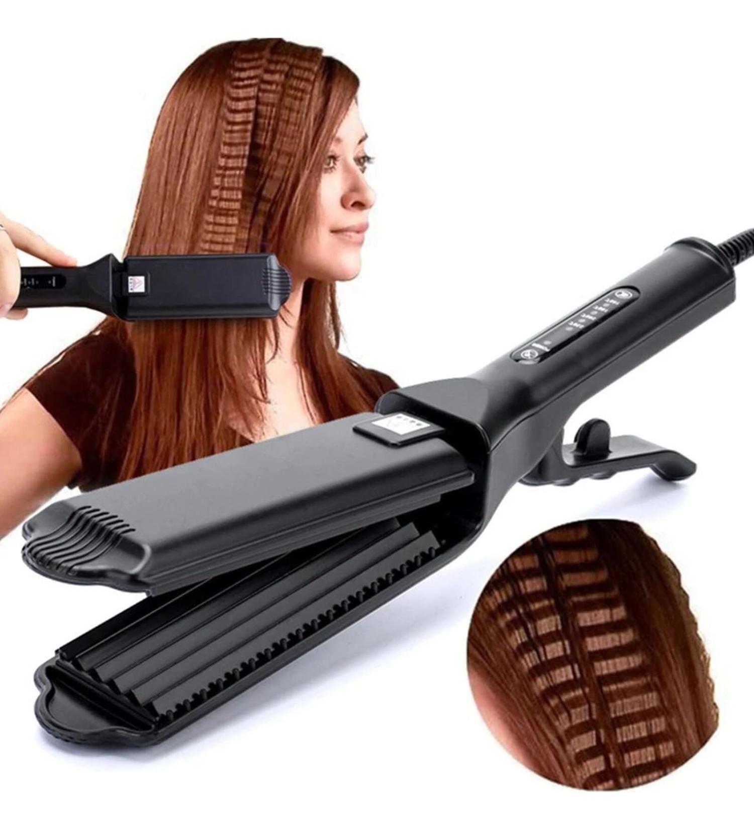 Hair Crimper Ceramic Crimping Iron Hair Waver with 4 Temperature Levels Volumizing Crimper Hair Iron Styling Tools for Fluffy Hairstyle Home Salon Use - Buy Online on GoSupps.com
