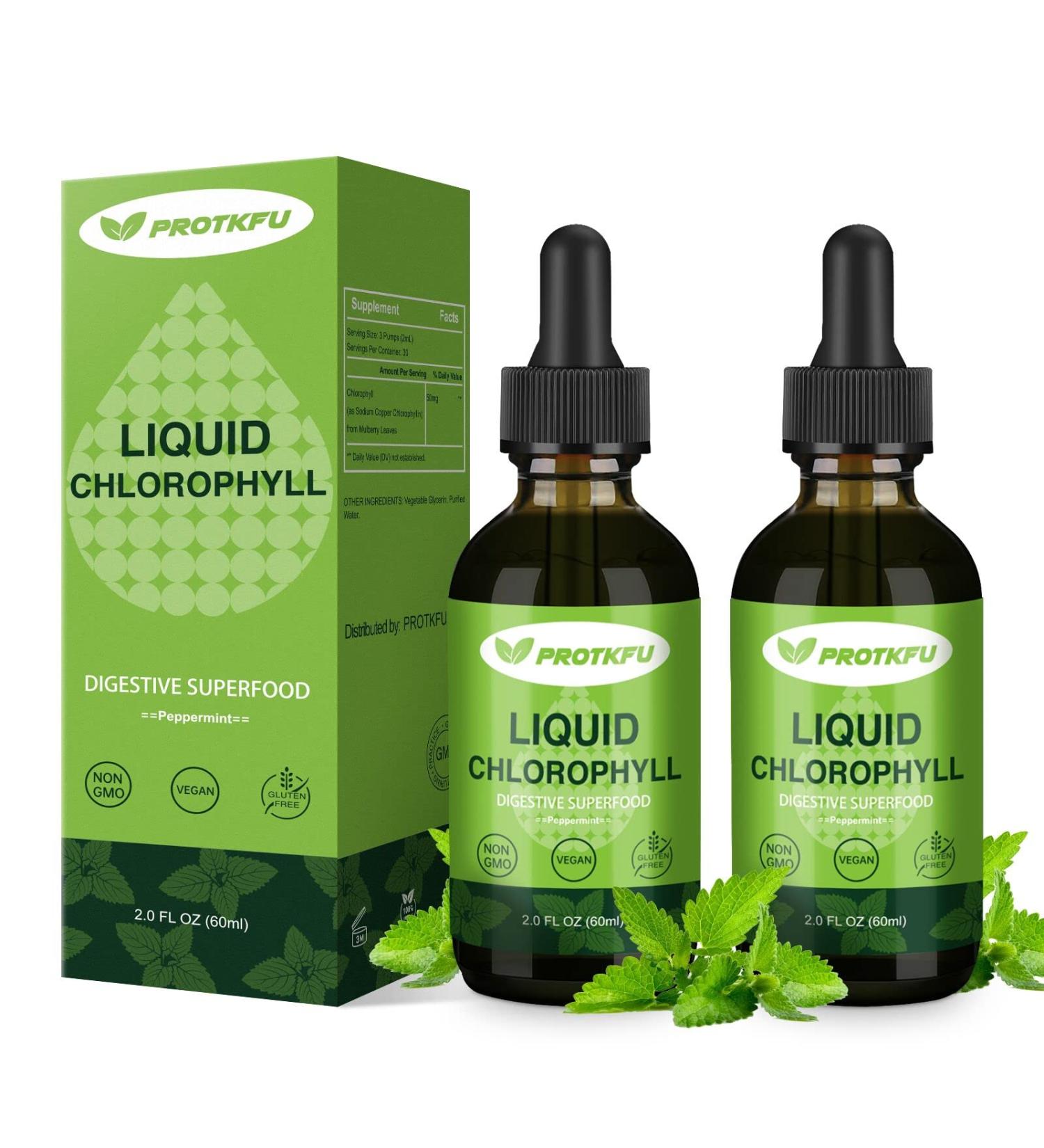 Chlorophyll Liquid Drops - 2 Pack for Energy Boost & Immune Support | Natural Detox & Internal Deodorant - Buy Online on GoSupps.com