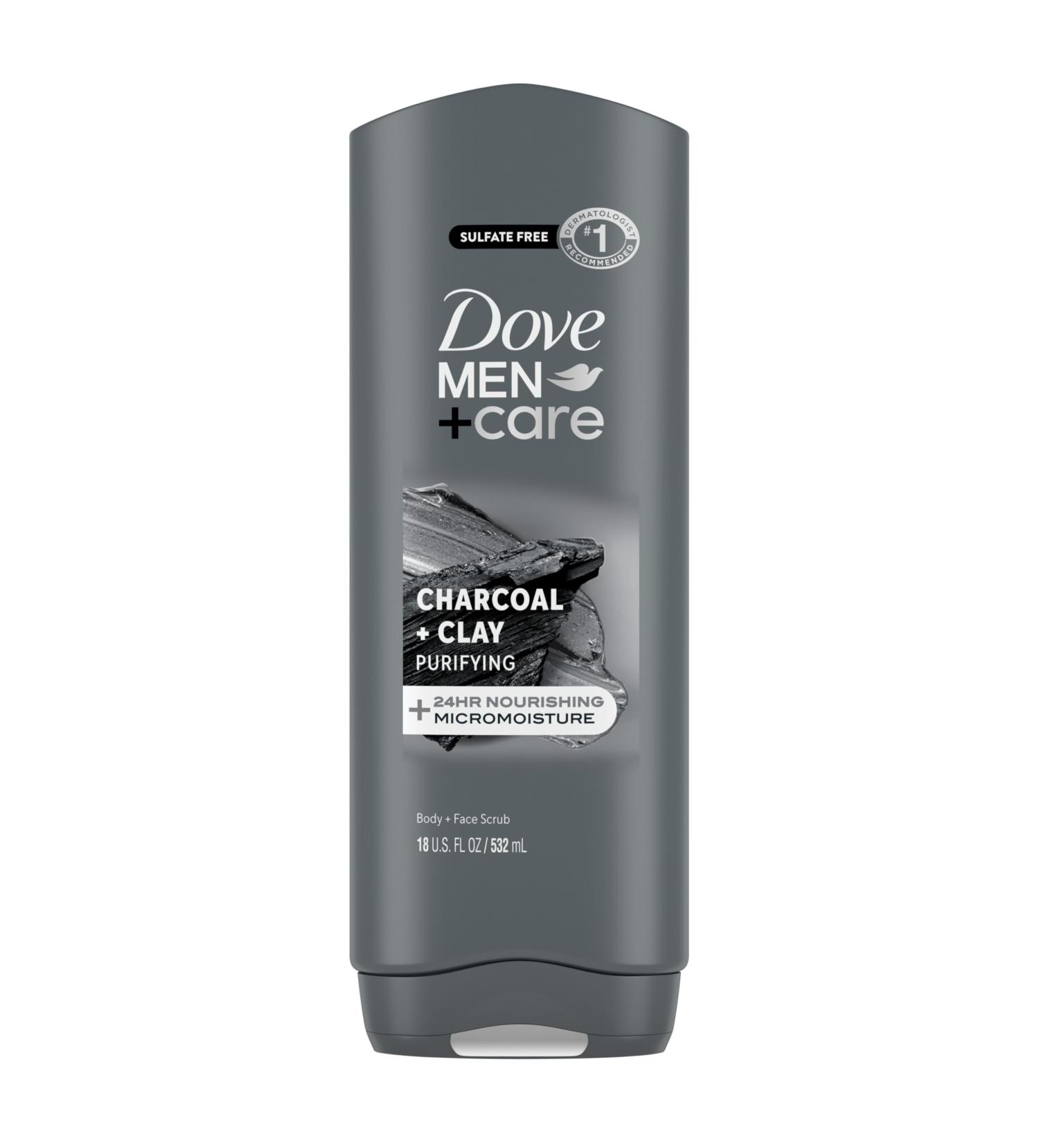 DOVE MEN + CARE Body and Face Wash 4 Count Purifying Charcoal + Clay Body Wash for Men with 24-Hour Nourishing Micromoisture Technology 18 oz charcoal and clay 18 Fl Oz (Pack of 4) - Buy Online on GoSupps.com
