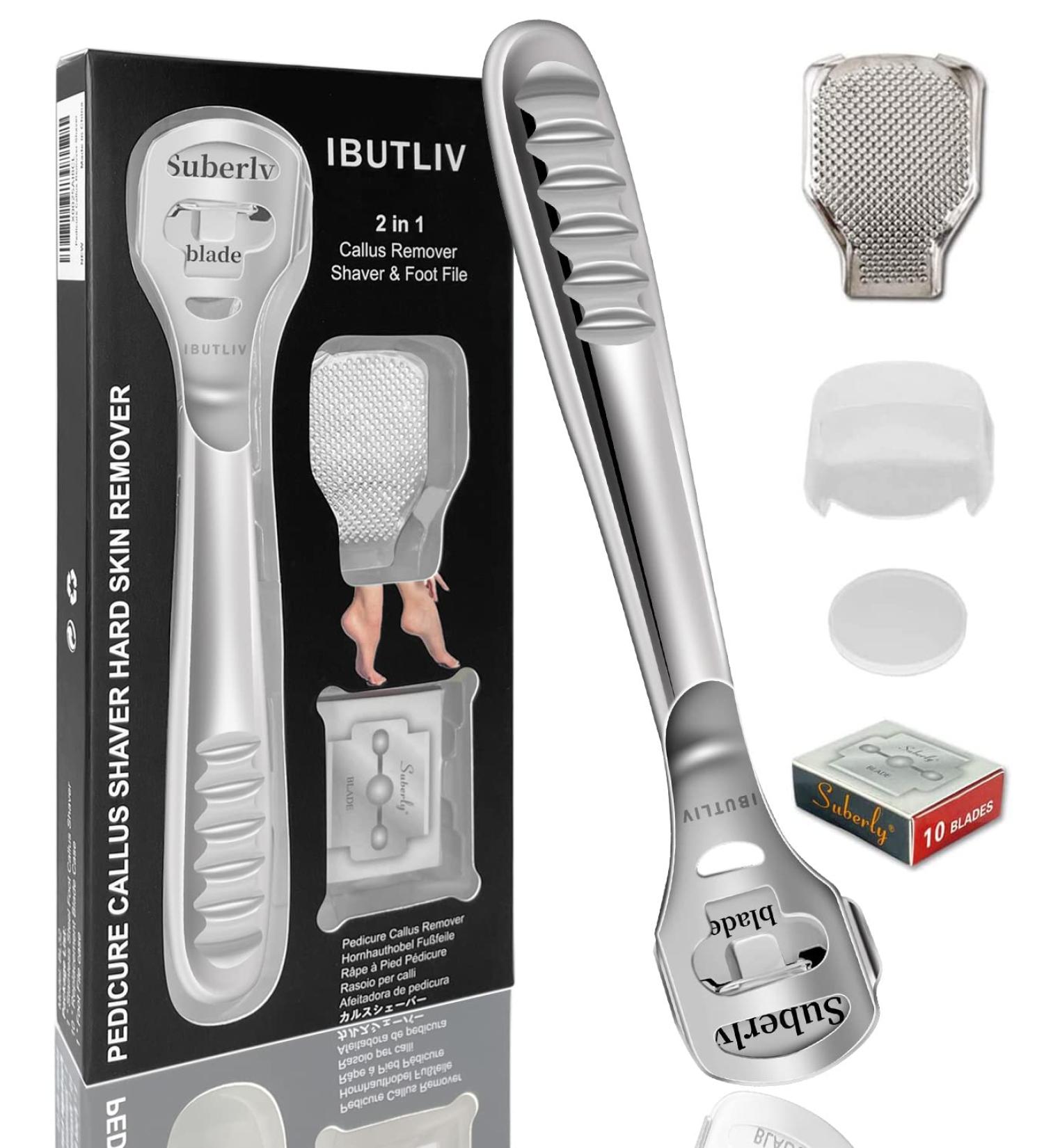 Premium Callus Shaver & Foot File Set - 2 in 1 Stainless Steel Foot Care Razor & Callus Remover for Smooth Feet | Best Pedicure Tools for Hard Skin & Corns - Buy Online on GoSupps.com