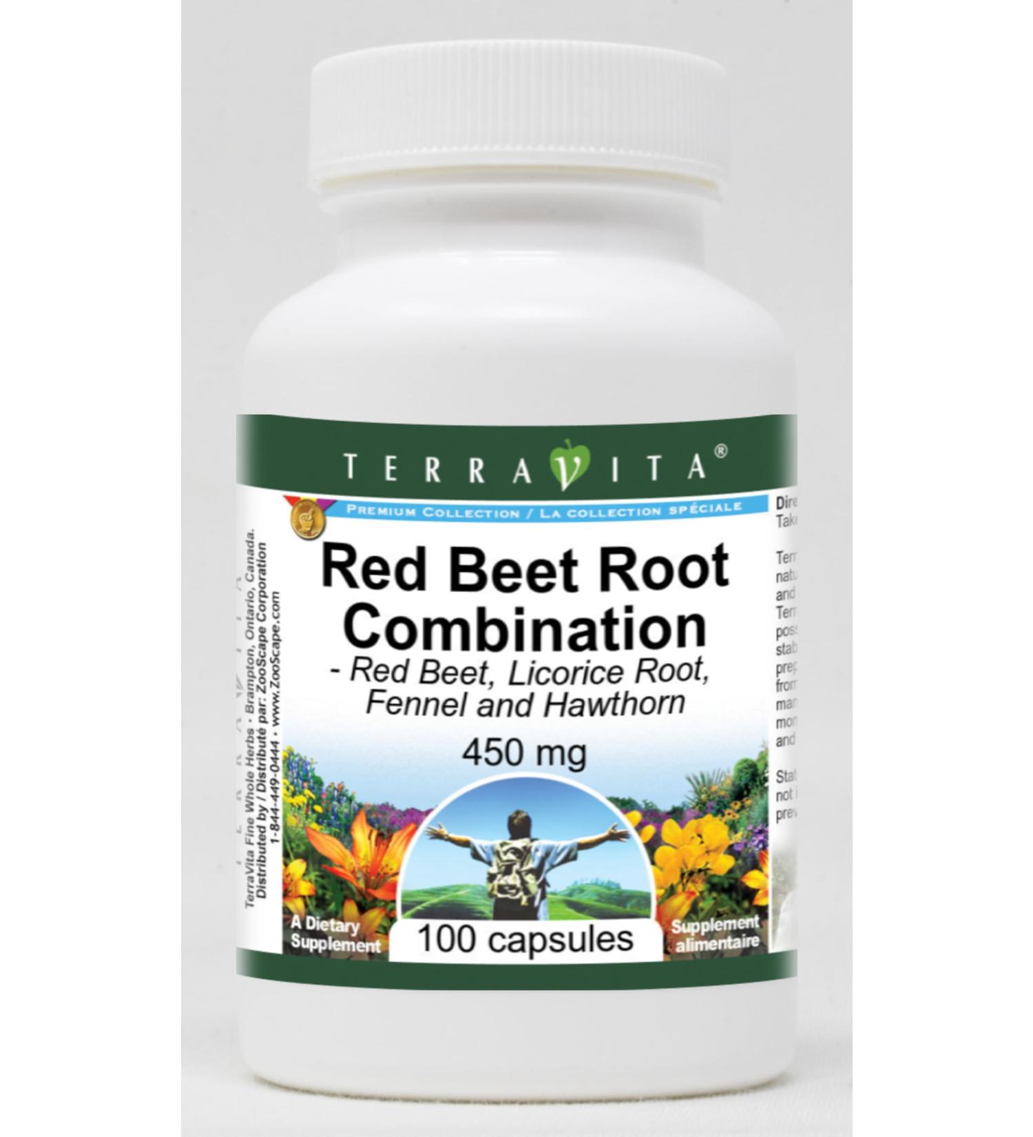 Red Beet Root Combination - Red Beet Licorice Root Fennel and Hawthorn - 450 mg (100 Capsules ZIN: 513688) - Buy Online on GoSupps.com