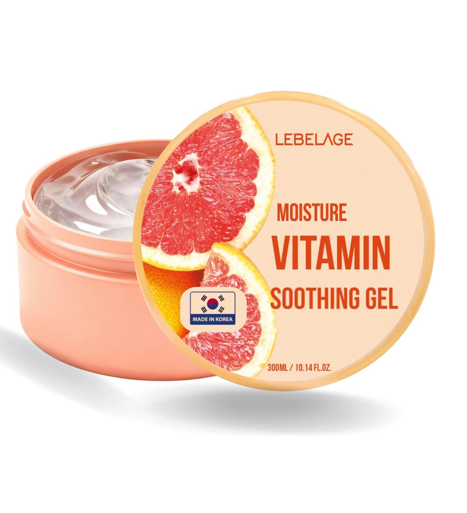 LEBELAGE Korean Skincare Moisture Vitamin Soothing Gel 10.14 fl oz Face & Body Hydrating Gel with Vitamin Tree Green Tea & Red Ginseng Lightweight Fast-Absorbing - Buy Online on GoSupps.com