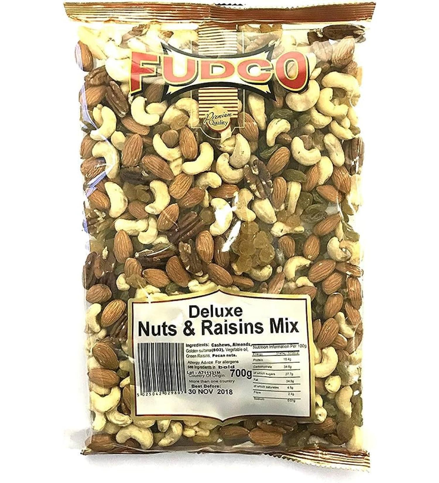 Fudco Delux Nut Raisins Mix | 700G | Mixed Dry Fruits Nuts | Dry Fruits And Nuts | Vegan | Natural Nut | High Protein | High Fibre Deluxe Nuts Raisin Mix Pack 1 - Buy Online on GoSupps.com