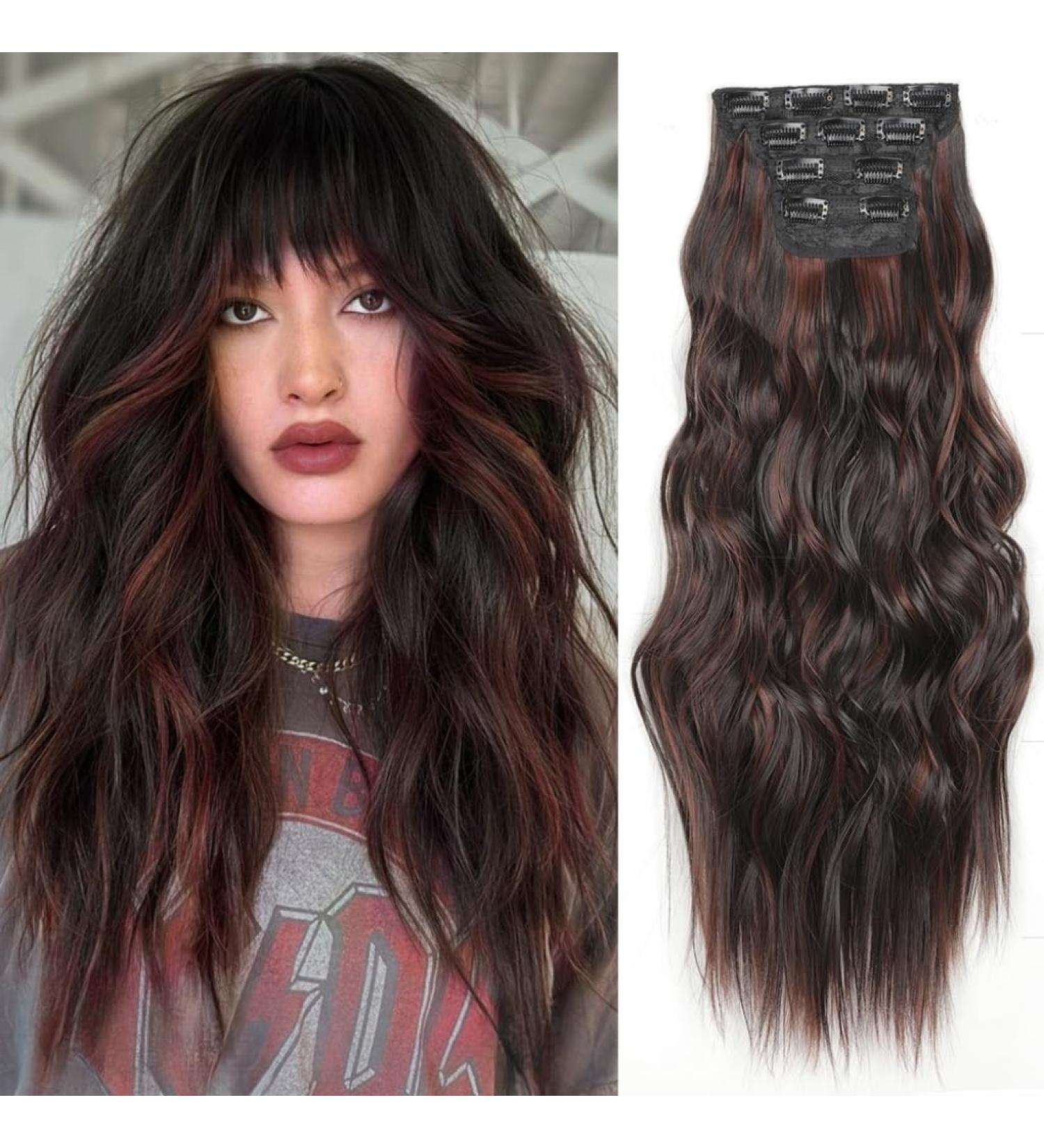 YDDM 20-Inch Wavy Clip-In Hair Extensions - Realistic Synthetic Hair 4PCS Affordable Glamour for Women - Buy Online on GoSupps.com