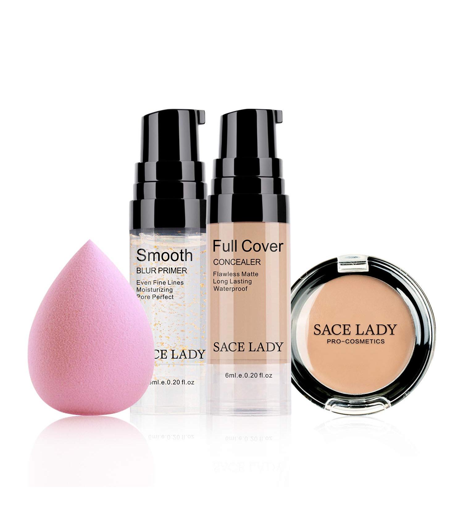 Waterproof Full Coverage Concealer and Primer Sponge Set - Smooth Matte Liquid Foundation Makeup Kit for Flawless Face and Eye Coverage - Warm Natural Shade (0.2Fl) - Buy Online on GoSupps.com