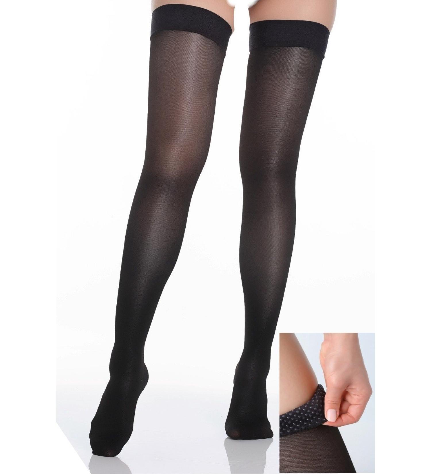Shop BriteLeafs Thigh High Compression Stockings 20-30 mmHg | Firm Support Stay-Up Silicone Band Closed Toe - XX-Large Black - Buy Online on GoSupps.com