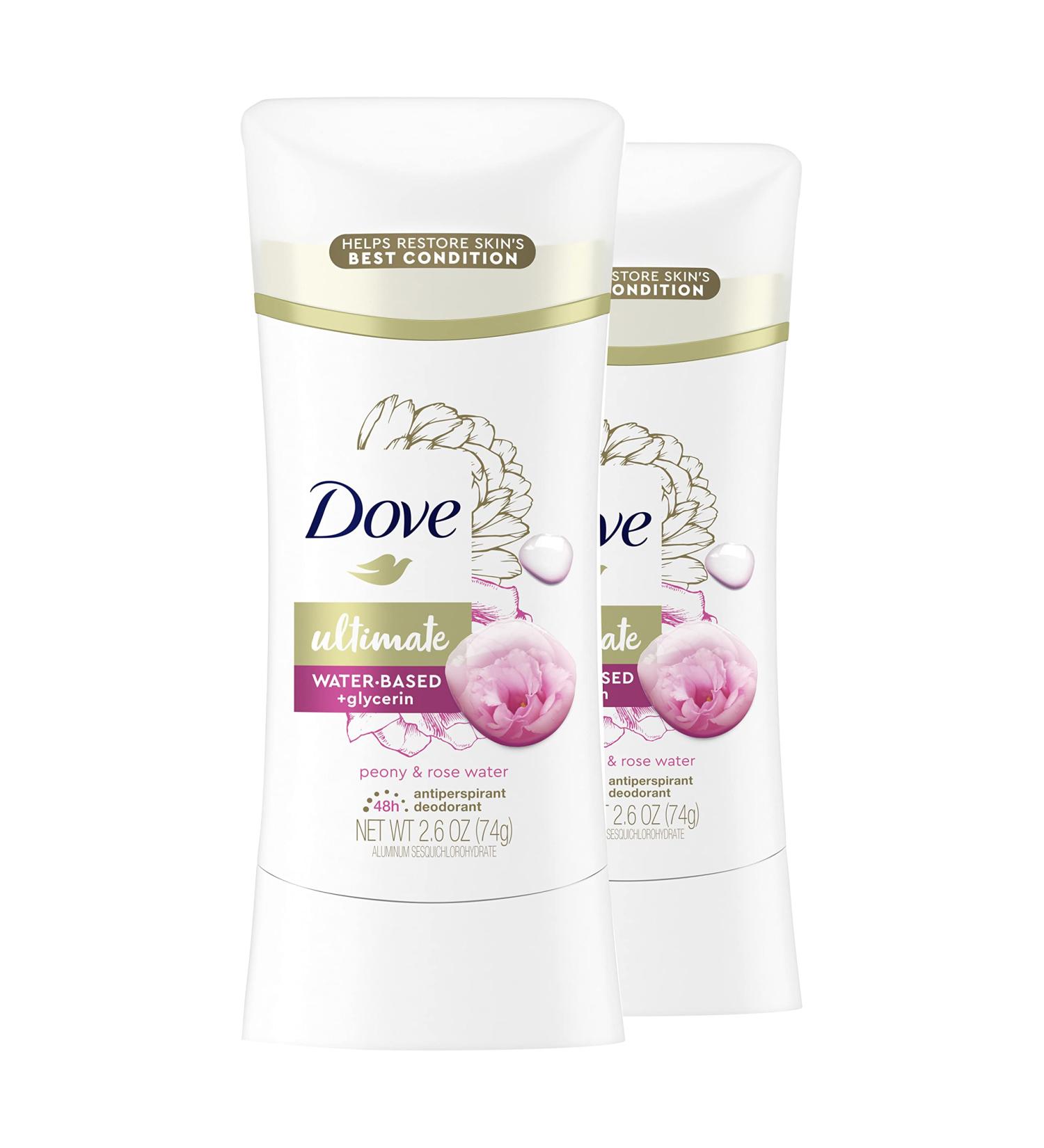 Dove Ultimate Antiperspirant Deodorant Stick Peony and Rose Water 2.6 oz - 2 Count - Buy Online on GoSupps.com