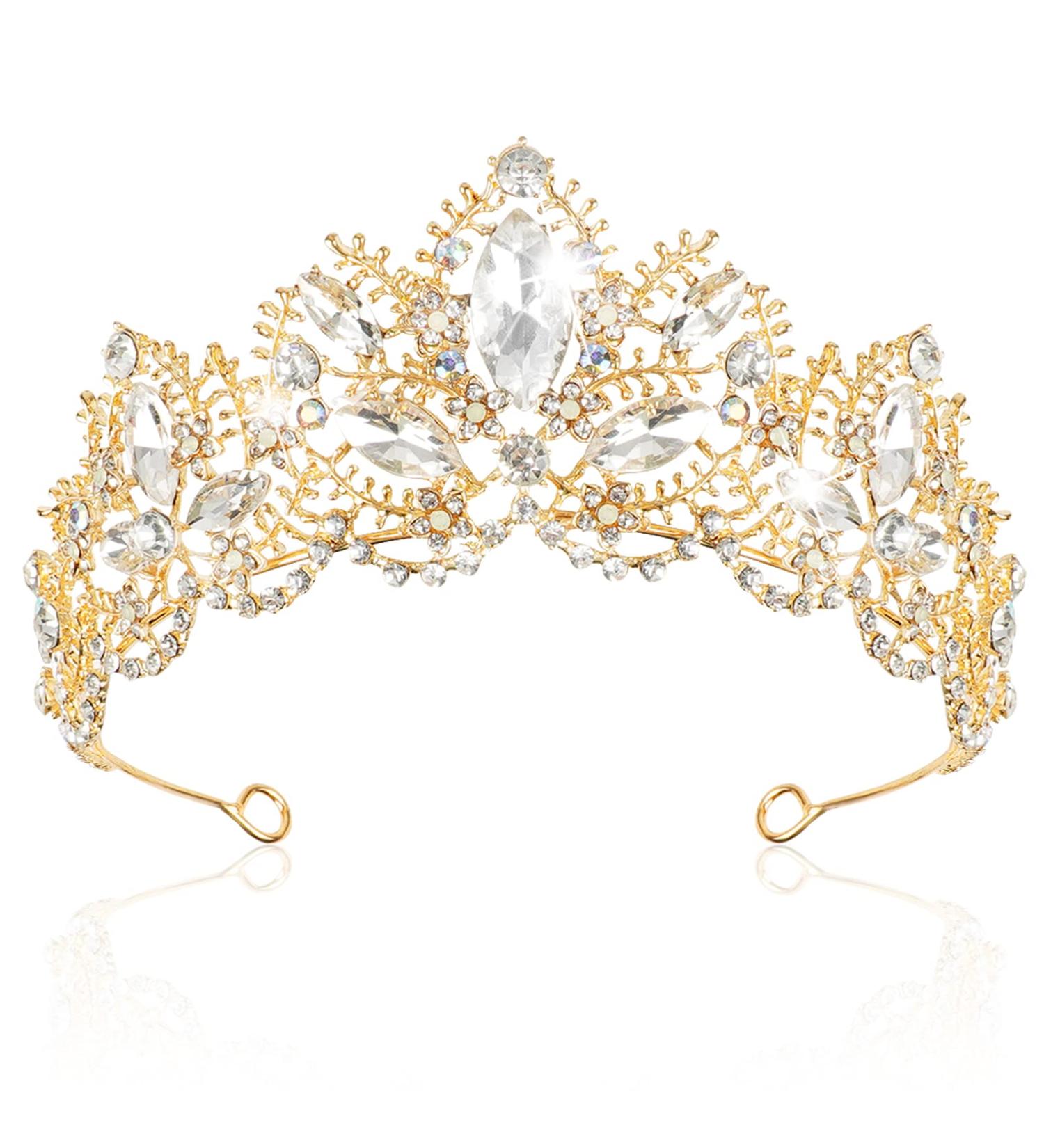 TOCESS Gold Crown Tiara for Women - Wedding Crystal Rhinestone Queen Princess Crown - Bridal Hair Accessories for Costume Party, Prom, Quinceanera - Ideal Gift for Women (Gold) - Buy Online on GoSupps.com