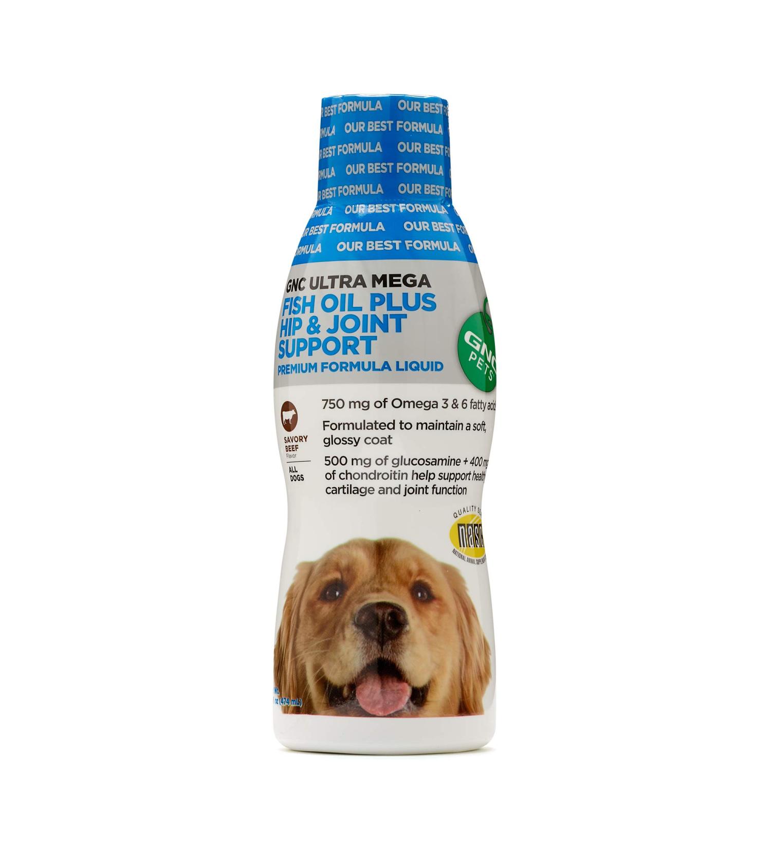 Meta Title: GNC Pets Ultra Mega Fish Oil Supplement for Dogs - Hip & Joint Health, Shedding Support - 16oz Beef Flavor - Buy Online on GoSupps.com
