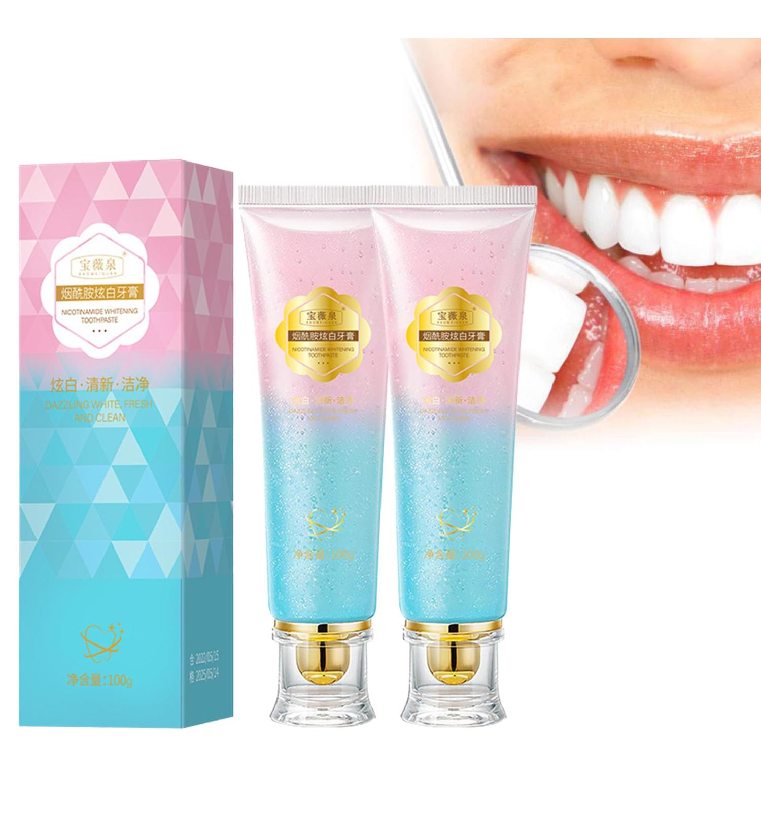 Nicotinamide Dazzle White Toothpaste - Probiotic Stain Removal & Whitening (2pcs) | Sparkling White Smile - Buy Online on GoSupps.com