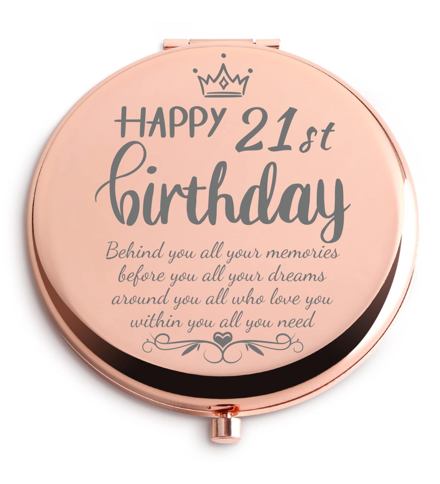 Dyukonirty 21st Birthday Gift for Daughter | Rose Gold Compact Mirror & Inspirational Gift for 21 Year Old | Unique Graduation Ideas - Buy Online on GoSupps.com
