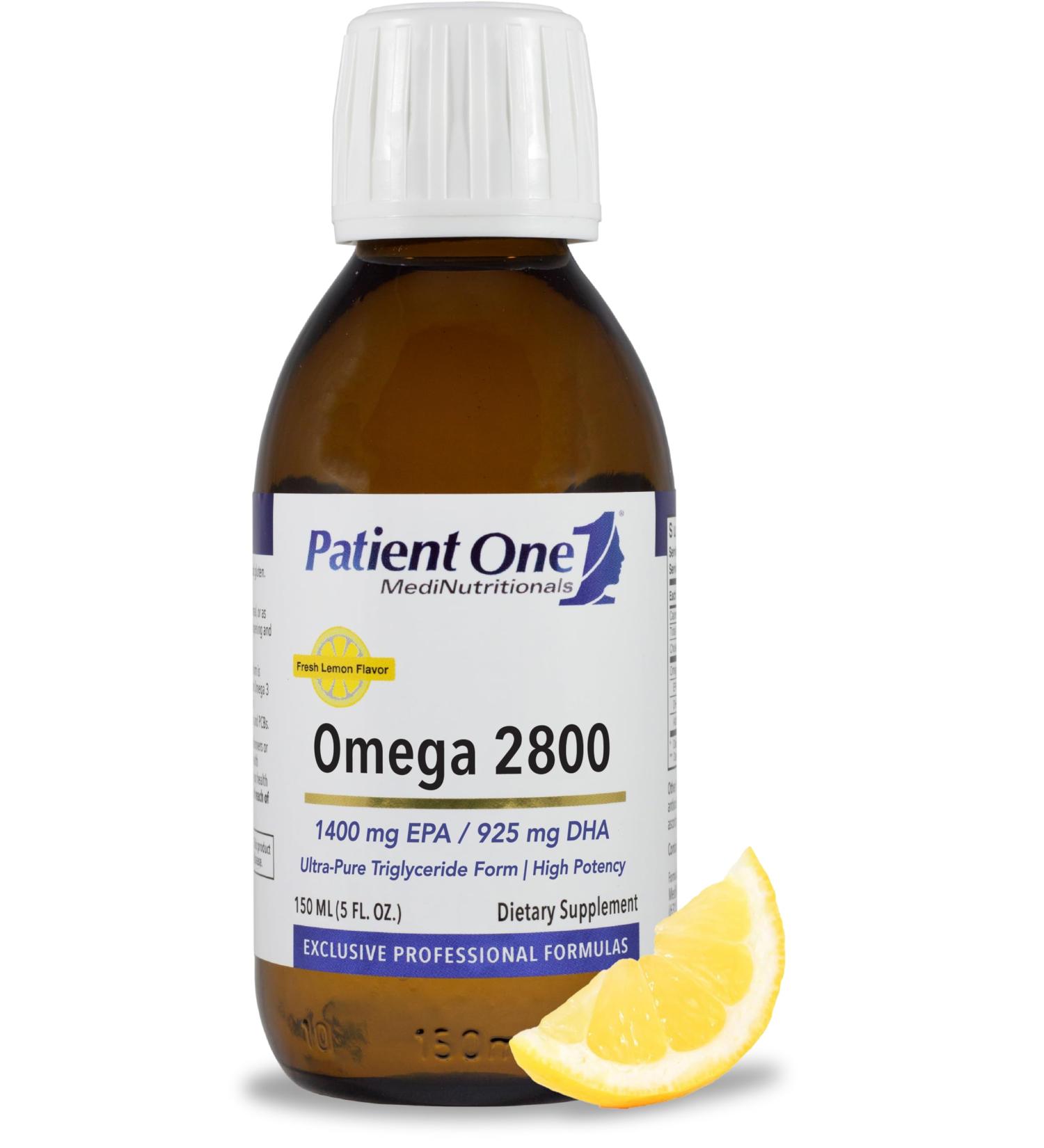 Patient One Omega 2800 Liquid | Supplement to Support Heart Cognitive and Joint Health* | High-Potency Omega-3 Fish Oil | Lemon Flavor | 5 fl oz - Buy Online on GoSupps.com