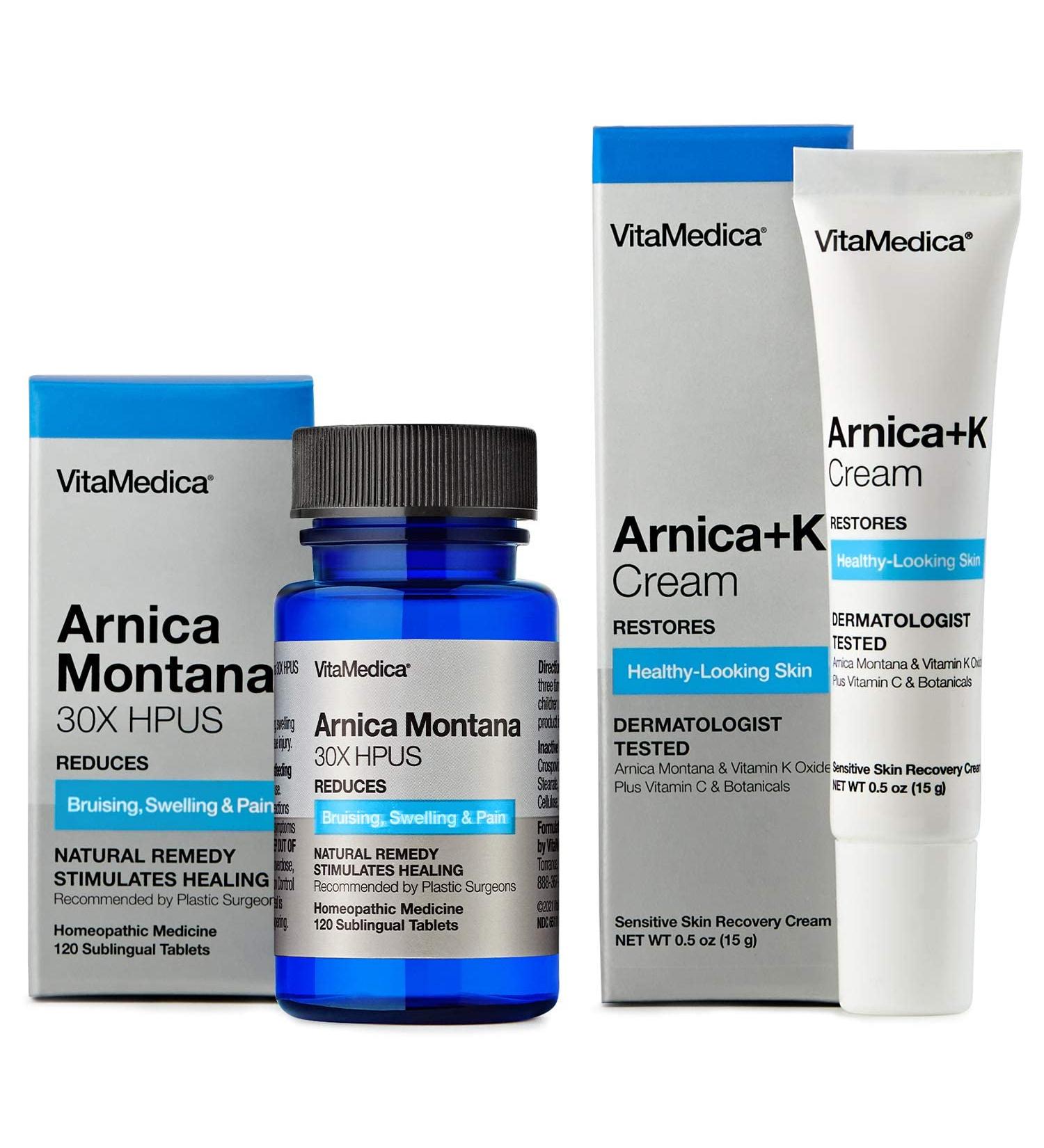 VitaMedica Arnica Montana 30X HPUS Tablets & Cream for Bruising & Swelling - Post Surgery or Injury - Buy Online on GoSupps.com