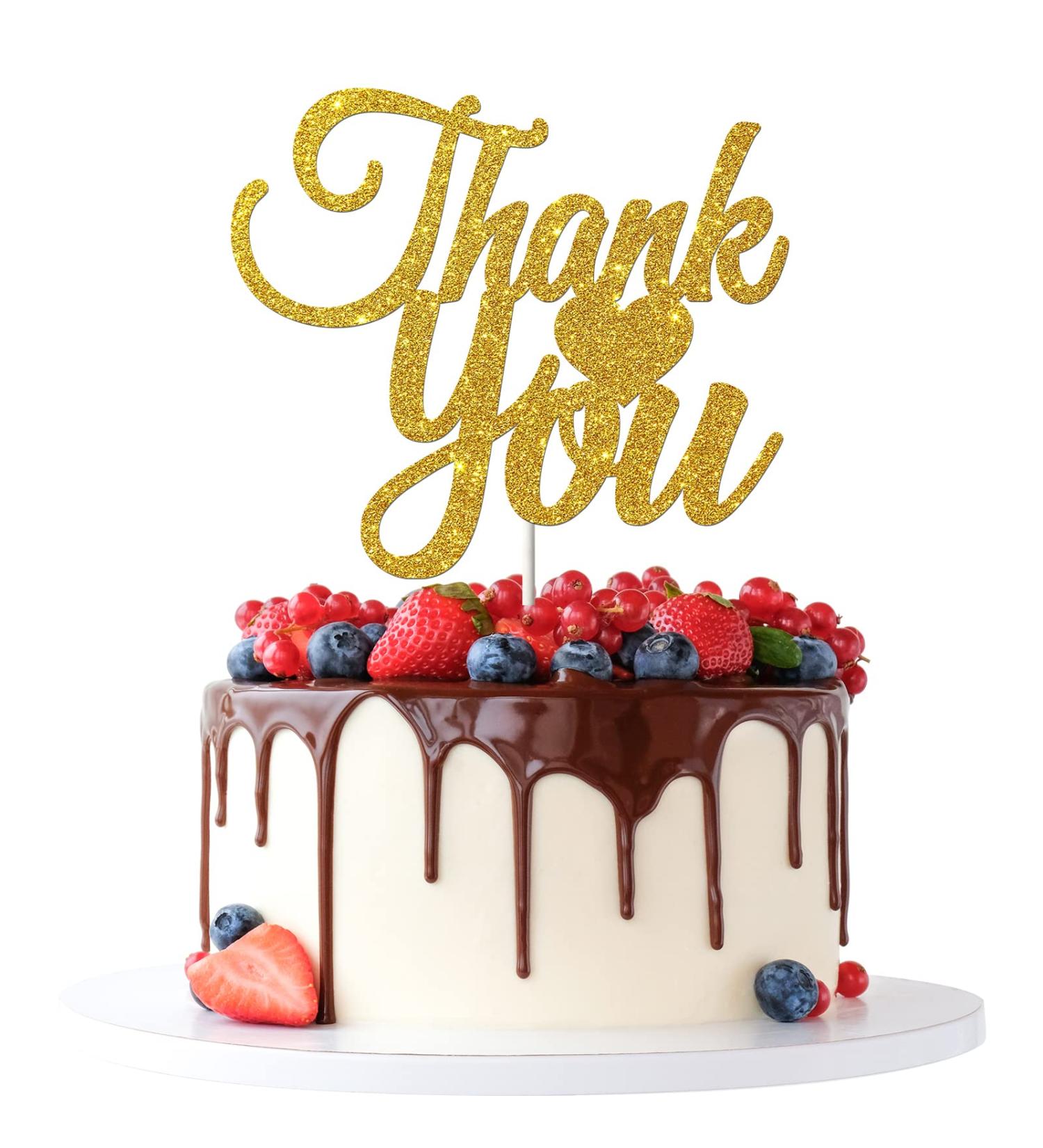 Tenhaisi Gold Glitter Thank You Cake Topper for Thanksgiving Day - Bridal Shower - Holiday Home Supplies - Mom Dad Birthday Party Cake Decorations - Buy Online on GoSupps.com