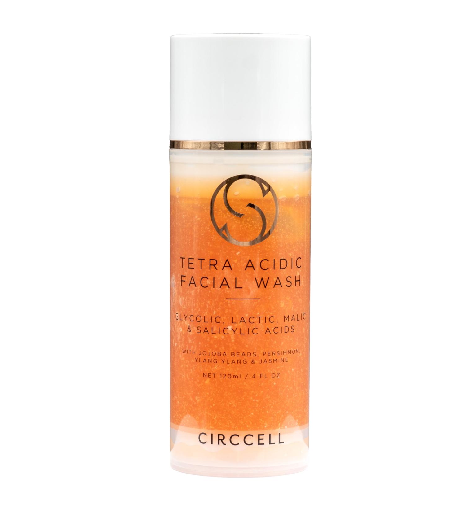 CIRCCELL Tetra Acidic Facial Cleanser: Perfect Your Skin with a Blend of Glycolic Malic Lactic and Salicylic Acids Infused with Nourishing Jojoba Oils