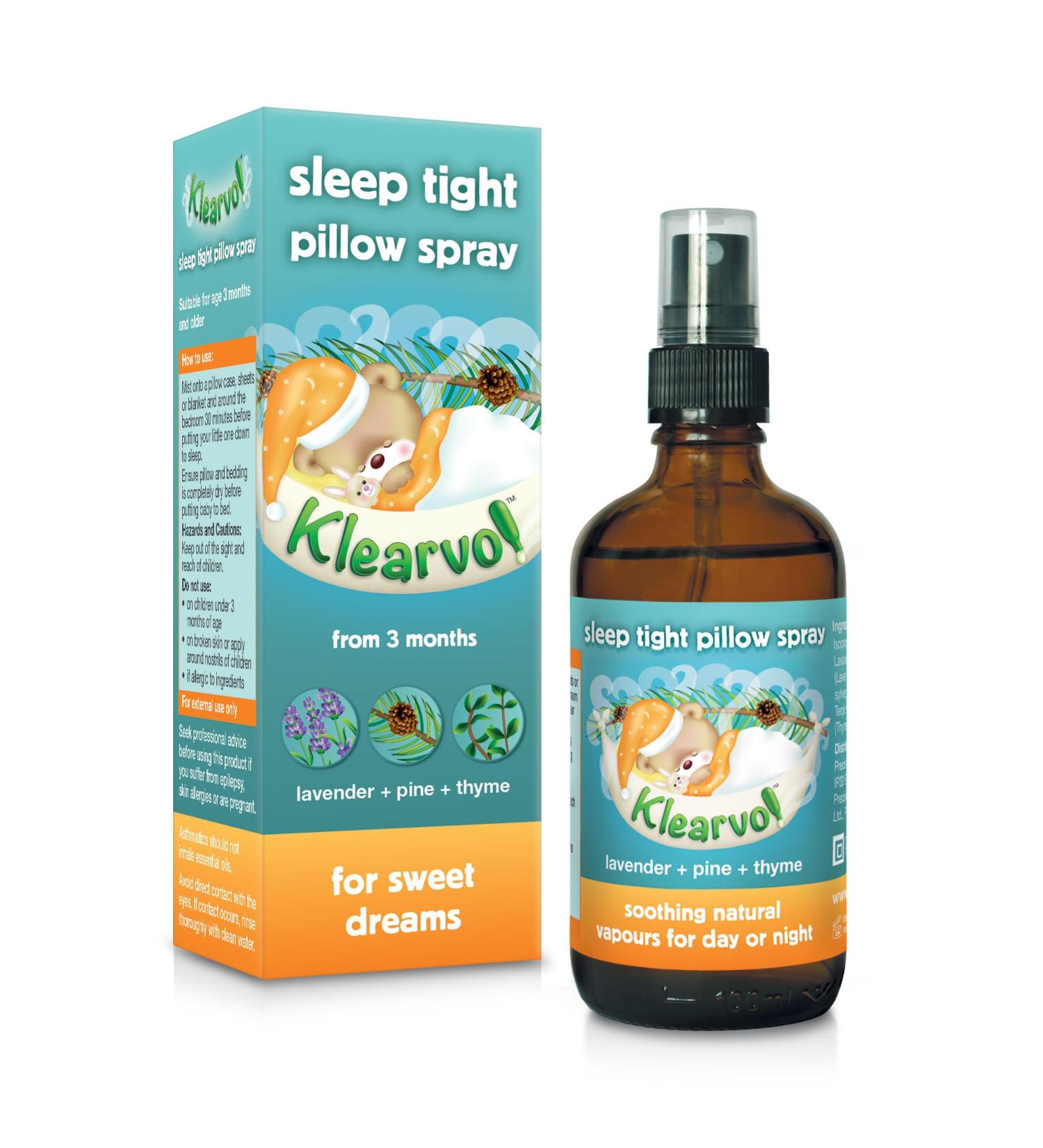 Klearvol Sleep Tight Pillow Spray - Natural Vapours for Sweet Dreams | 50ml | Ages 3+ | Lavender, Pine, Thyme Essential Oils - Buy Online on GoSupps.com