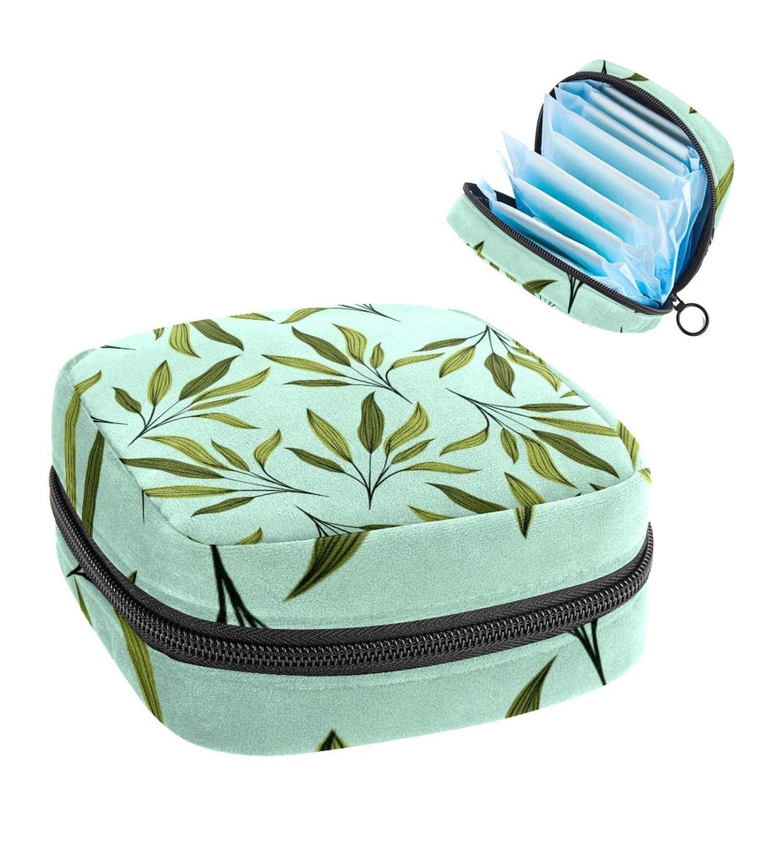 Anna Cowper Green Hand Drawn Leaf Pattern Menstrual Storage Bag - Multi-colored - Buy Online on GoSupps.com