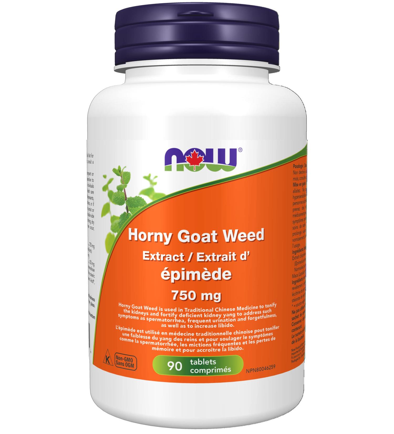NOW Horny Goat Weed 750 Mg Tablets 90 Count - Buy Online on GoSupps.com