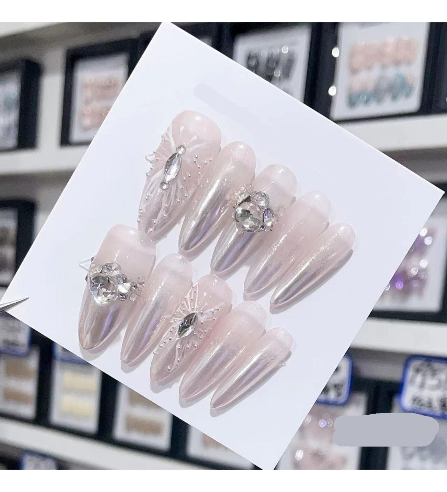 Removable and wearable nail art French Almond Ombre Handmade Press On Nails Long Acrylic False Nail Tips InNail (Color : 29199 Size : S) - Buy Online on GoSupps.com