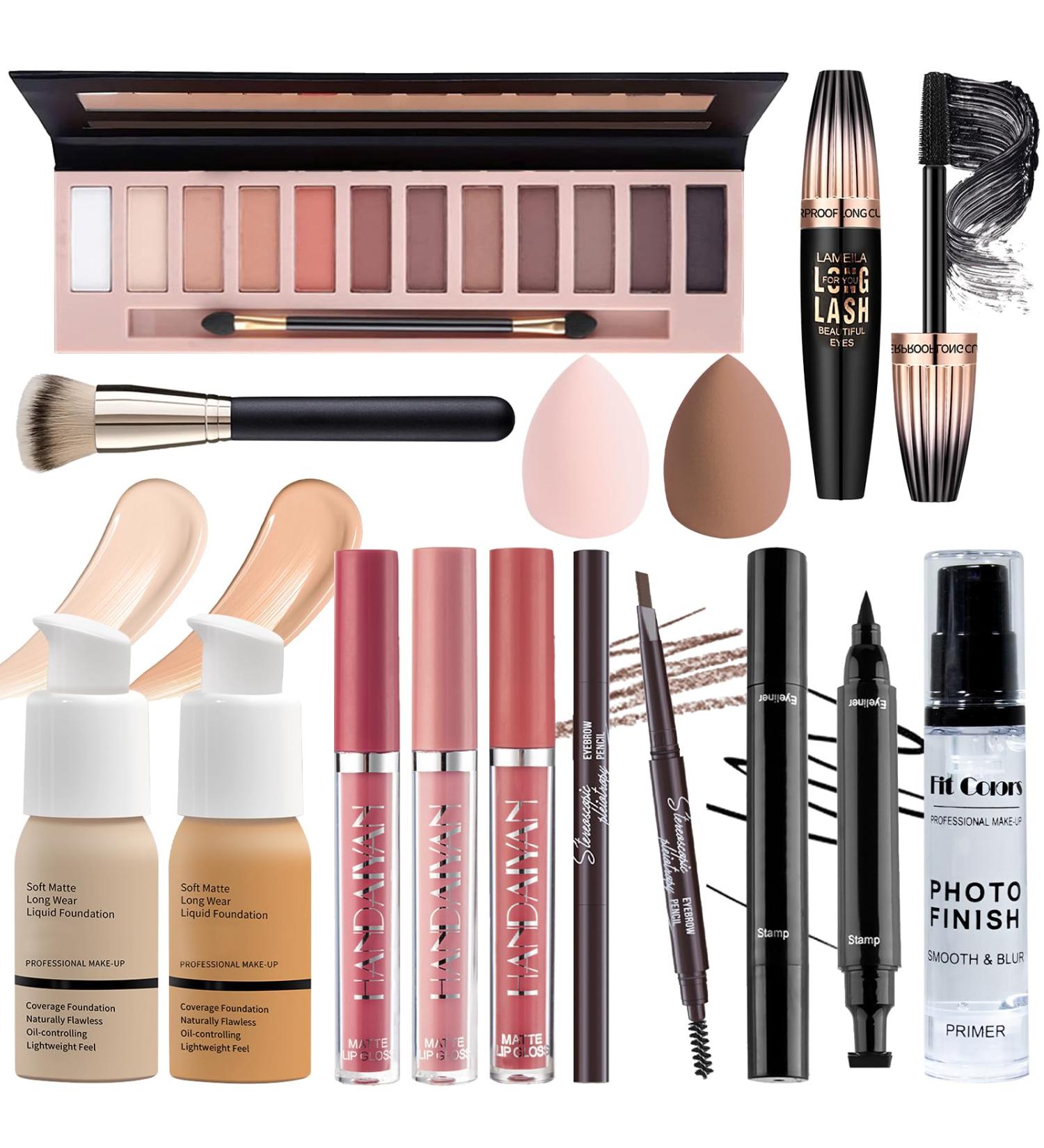 Premium Makeup Set for Women | Complete Beauty Kit with Eyeshadow Foundation Lipstick & Brushes - International Shipping Available - Buy Online on GoSupps.com