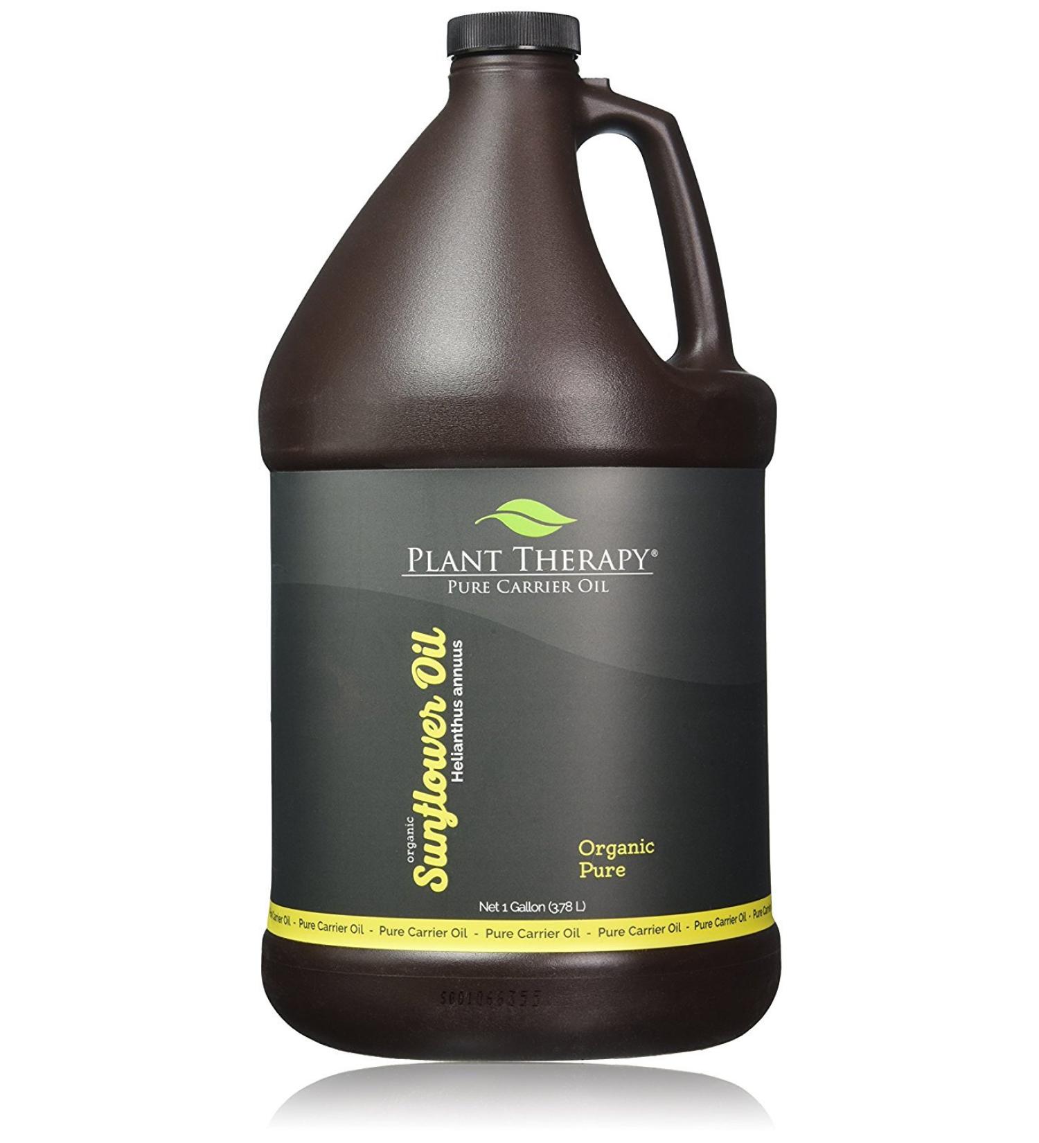 Plant Therapy Organic Sunflower Carrier Oil 1 Gallon A Base Oil for Aromatherapy Essential Oil or Massage Use