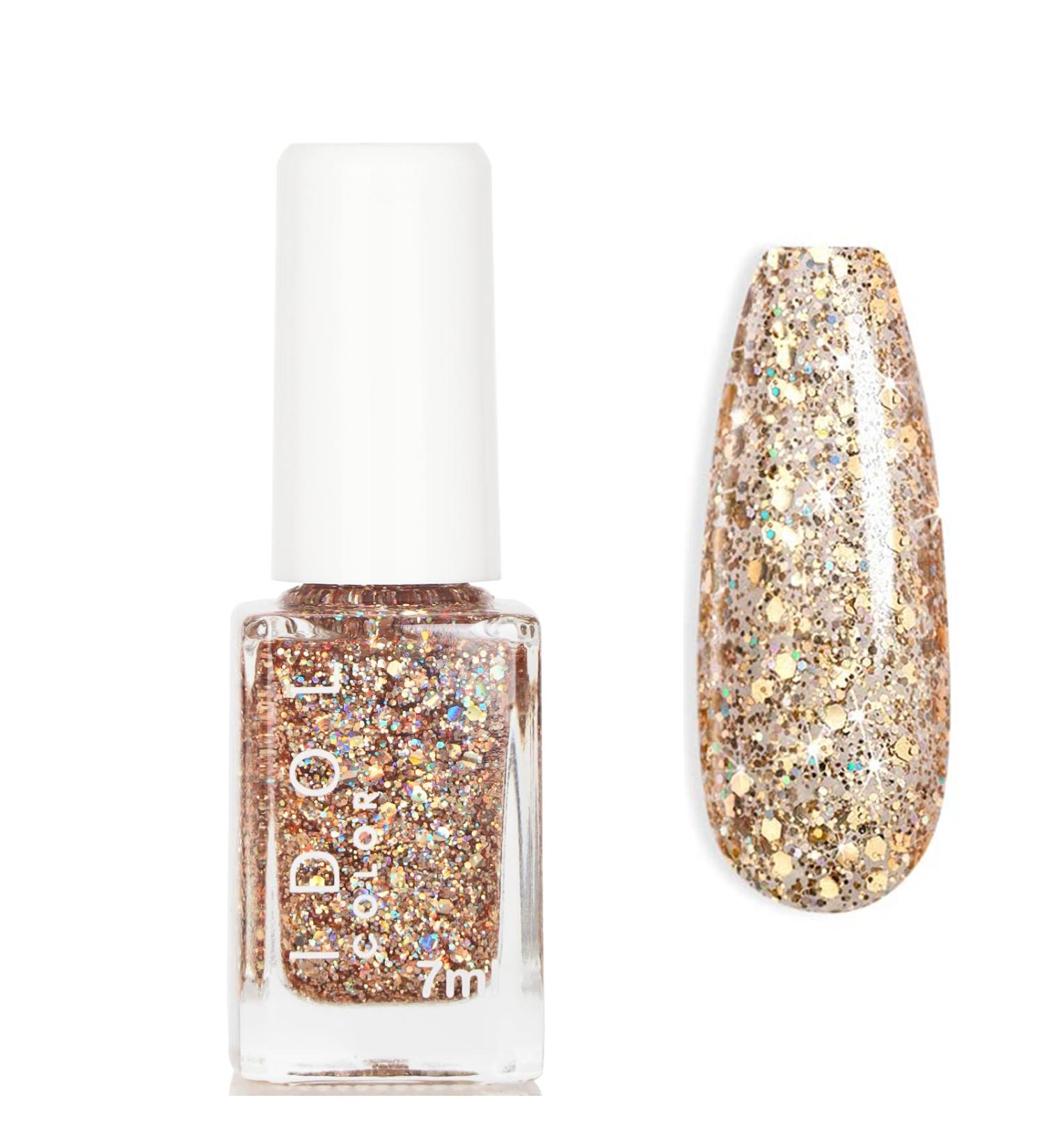 Glitter Nail Polish - Flash Shinny Gold Nail Varnish - Quick Drying & Long Lasting Nail Polish - No Need Baking & Easy to Apply Nail Polish for Women Glitter Gold - Buy Online on GoSupps.com
