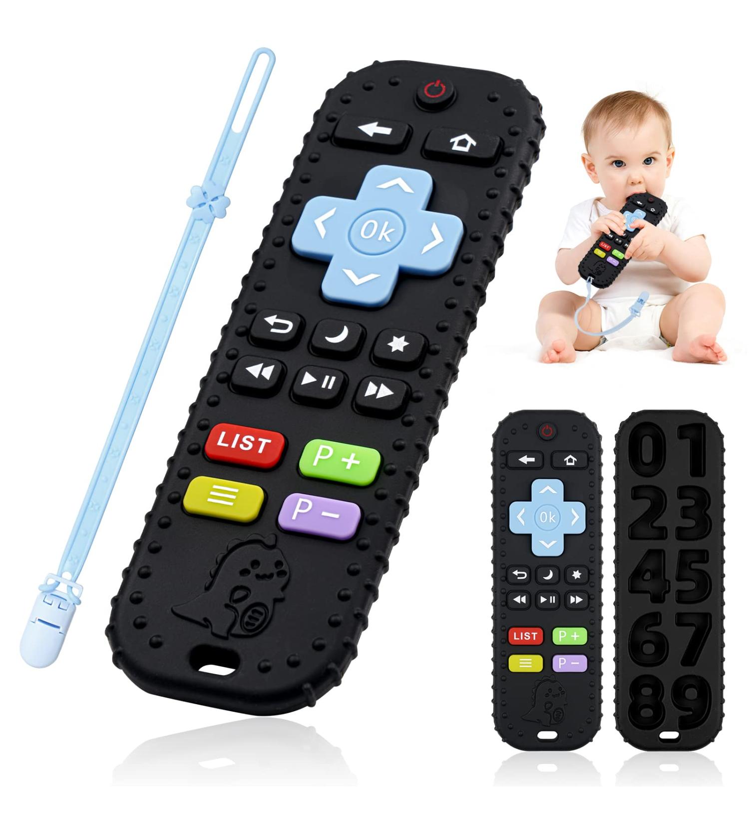 Buy BPA-Free Baby Biting Toys & Remote Control Bite Ring Silicone Teething Accessories for 3+ Months (Black) | International Shipping Available - Buy Online on GoSupps.com