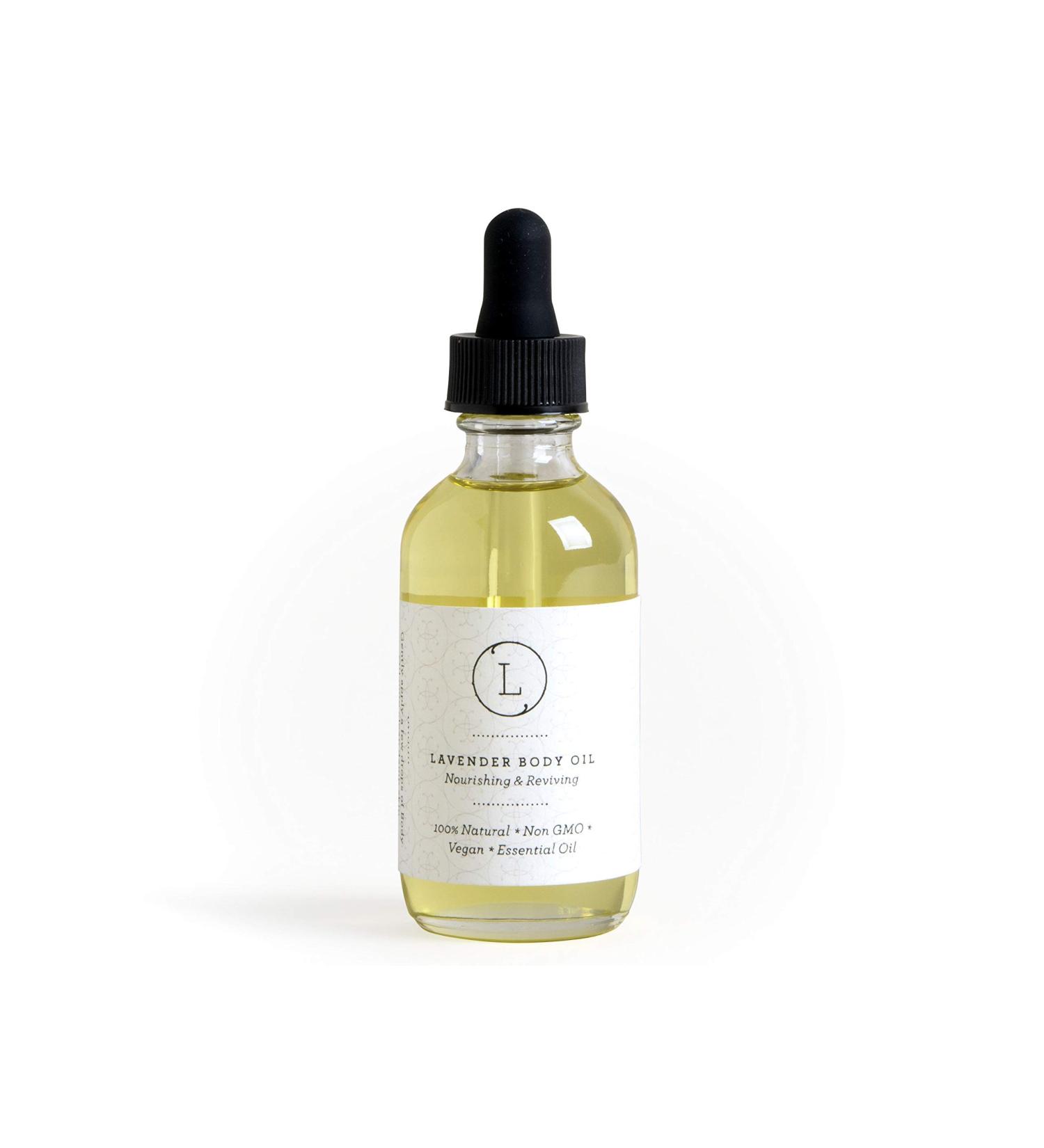 Lizush Lavender Body Oil - 2 oz Natural Vegan Non-GMO Moisturizing Bath Oil for Silky Skin with Premium Essential Oils - Handmade in the USA Lavender Oil - Buy Online on GoSupps.com
