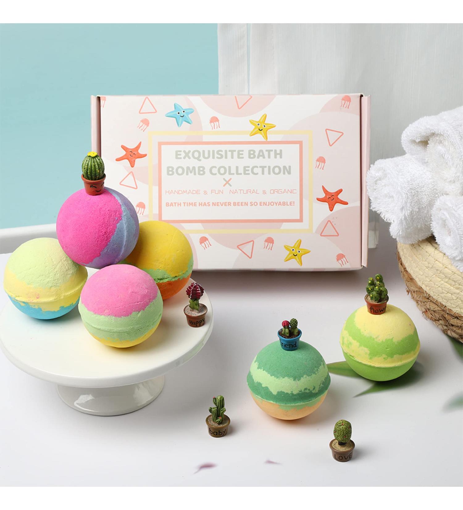 Blue Velvet 6 Pack 3.6 OZ Bath Bombs Gift Set with Family Cactus Surprise - MISHIU Bubble Bombs Lily Lemongrass Juniper Scented Fizzy C005 - Buy Online on GoSupps.com