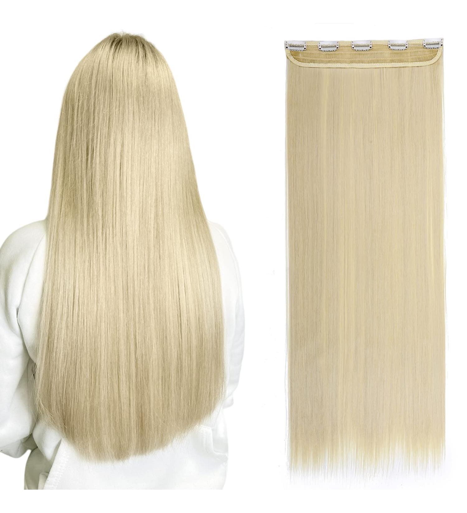 Elailite Clip-In Hair Extensions - 76cm Light Blonde Heat-Resistant Real Hair 5 Clips 130g - Shop Now for International Shipping! - Buy Online on GoSupps.com
