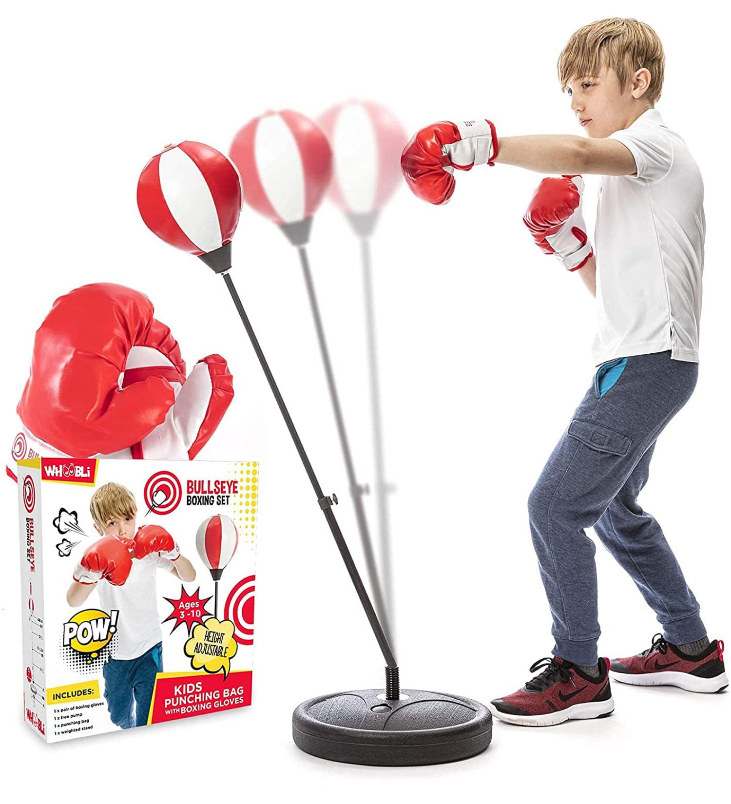 Whoobli Punching Bag for Kids with Boxing Gloves | Adjustable Stand | Boxing Bag Set Toy for Boys & Girls | Ages 3-10 (Red White) - Buy Online on GoSupps.com