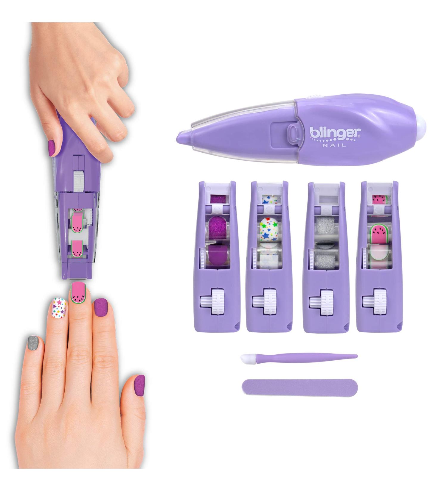 Blinger Ultimate Nail Wand Collection - Purple Sticker Sheets, 1 Step Process, No Drying, Nail Art for School, Parties, Special Occasions - Exclusive - Buy Online on GoSupps.com