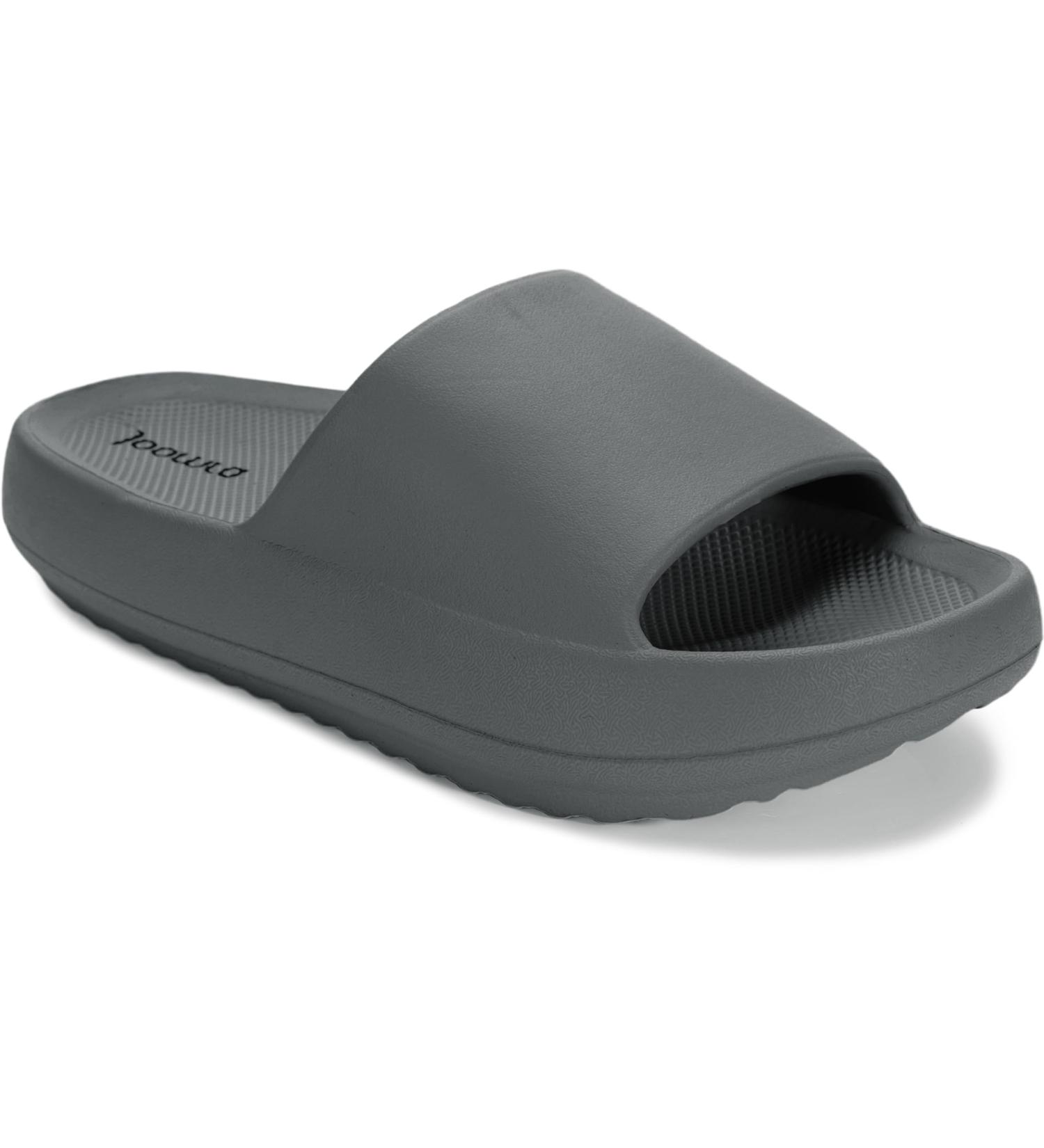 Joomra Arch Support Slides for Women & Men | Recovery Sandals for Plantar Fasciitis | Pain Relief Cushion Slippers - Deep Grey Thick Sole Size 7.5-8.5 Women/6-7 Men - Buy Online on GoSupps.com