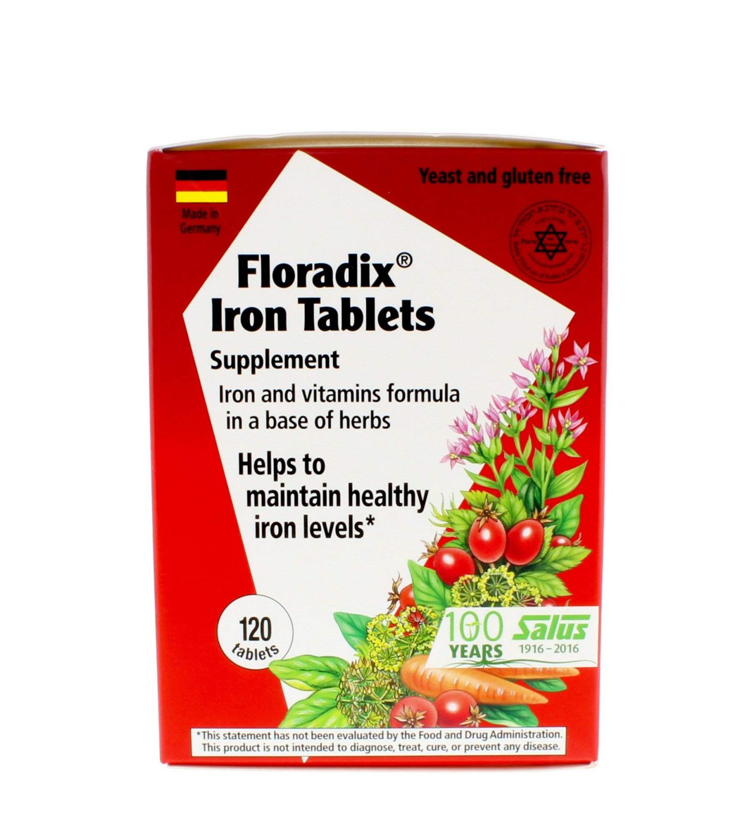 Flora Floradix Iron Tablets - 120 Count Supplement for Energy & Vitality - Buy Online on GoSupps.com