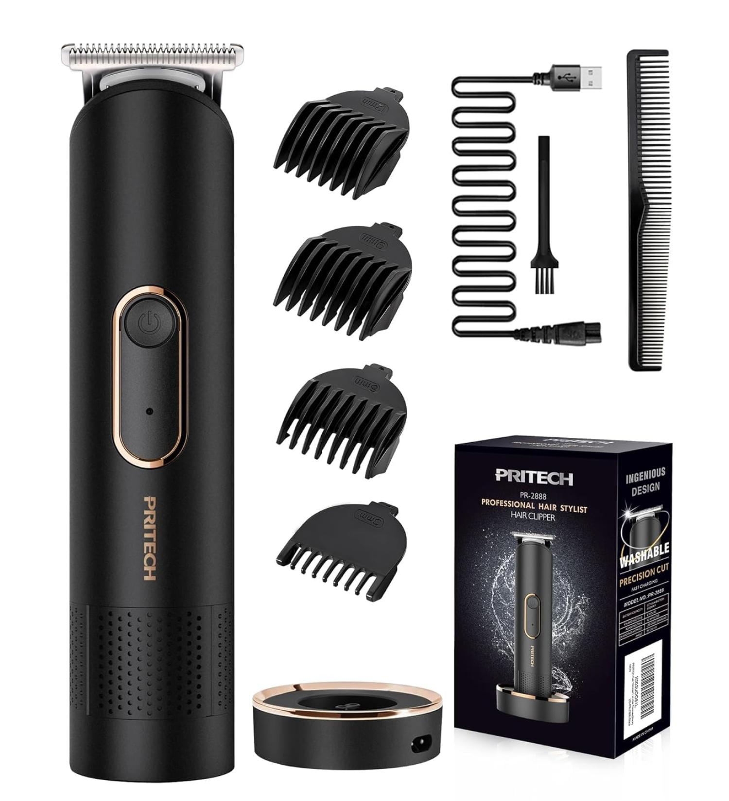 PRITECH Body Trimmer for Men Beard Trimmer for Men Rechargeable Shavers for Men Electric Razor for Men Cordless Hair Clippers Waterproof Body Trimmer with Standing Recharge Dock(Black) - Buy Online on GoSupps.com