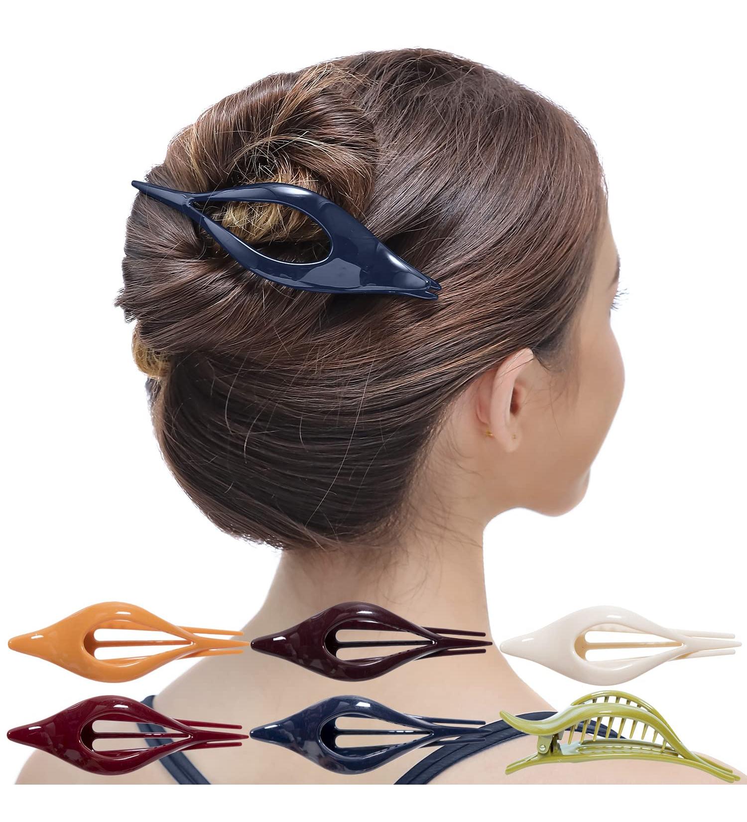 RC ROCHE 6 Pieces Oval Hair Clips - Elegant Curvy Side Clips for Women | Medium Classic Multi-Colored Hair Accessories - International Shipping Available - Buy Online on GoSupps.com