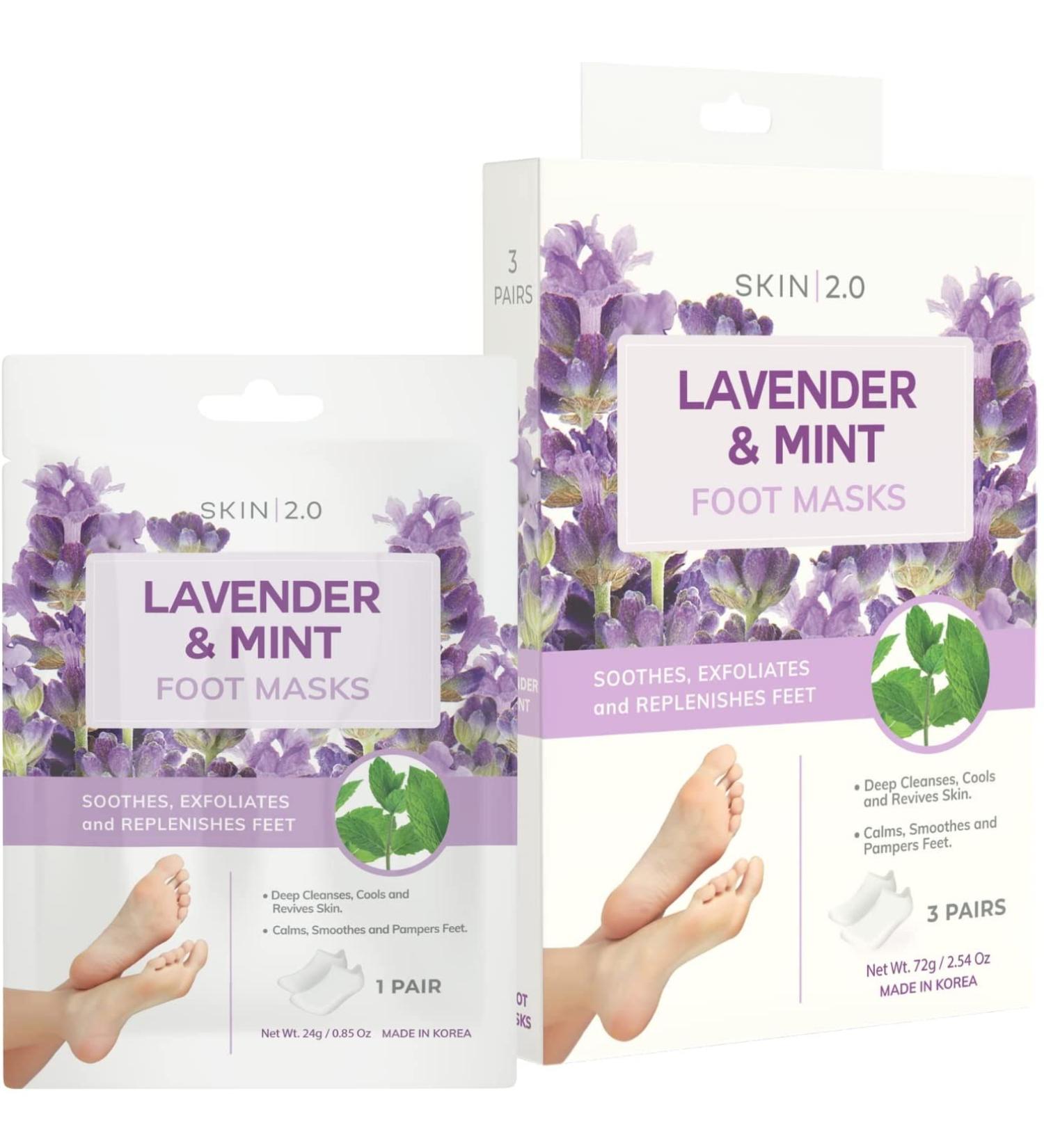 Lavender and Mint Foot Masks Moisturizing Socks - Relieves Swollen & Aching Feet, Removes Odor - 3 Pairs - Buy Online on GoSupps.com
