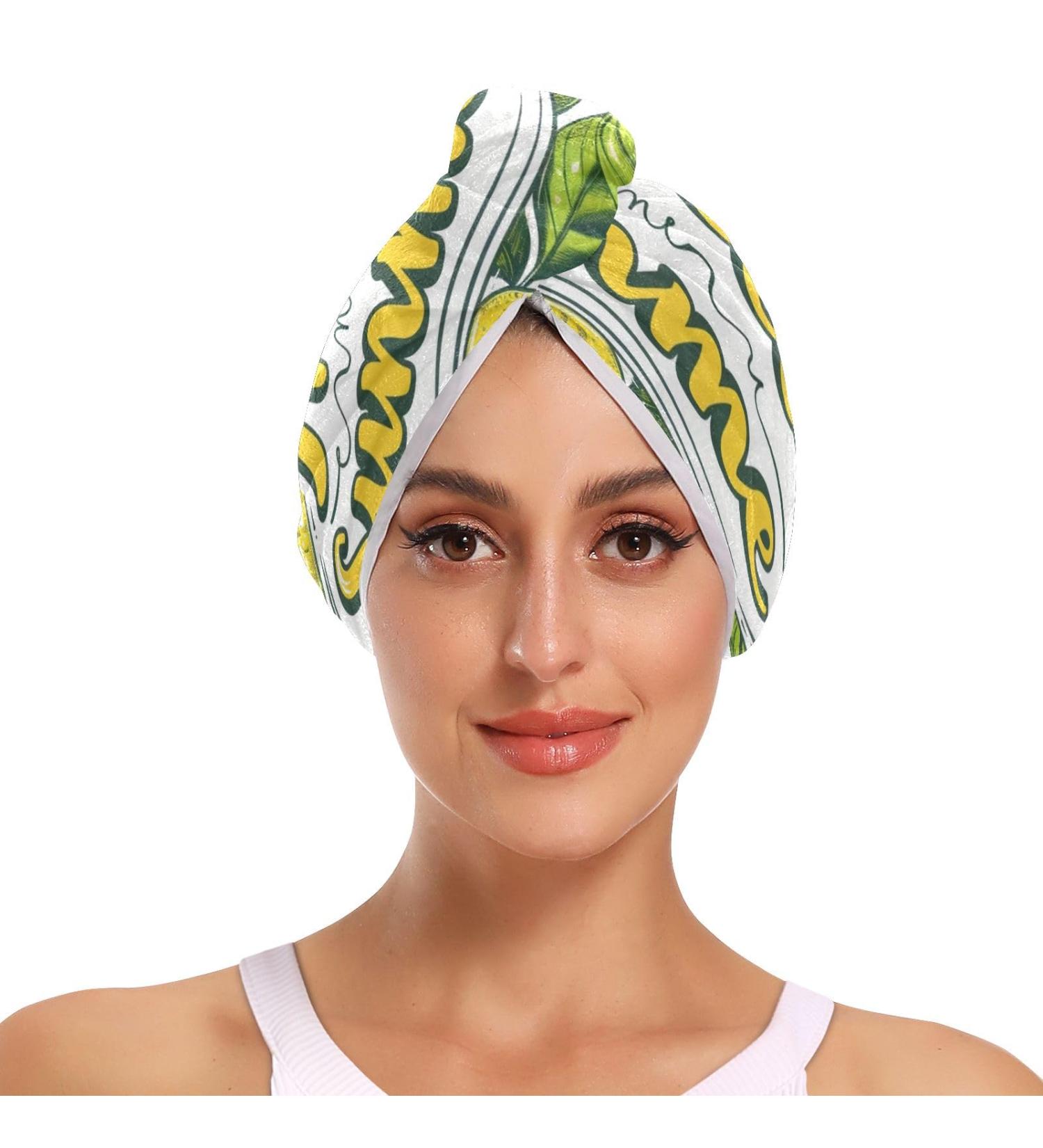 Hello Summer Lemon Hair Towel 2 Pack | Super Absorbent Quick Dry Hair Turbans for Women & Girls Perfect Hair Drying Solution - Buy Online on GoSupps.com
