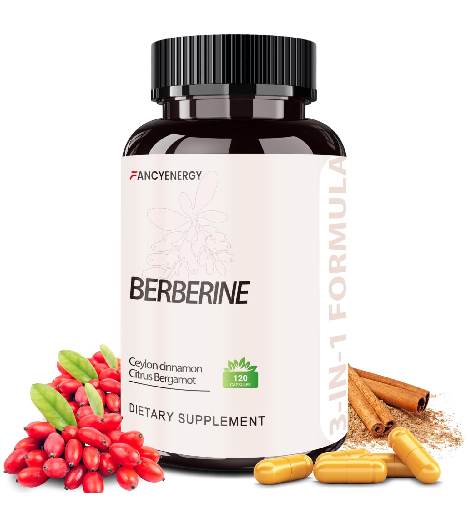 FraFr.gancia Berberine HCl Supplement with Ceylon Cinnamon & Citrus Bergamot Botanical Formula for Daily Wellness 120 Vegan Capsules - Buy Online on GoSupps.com