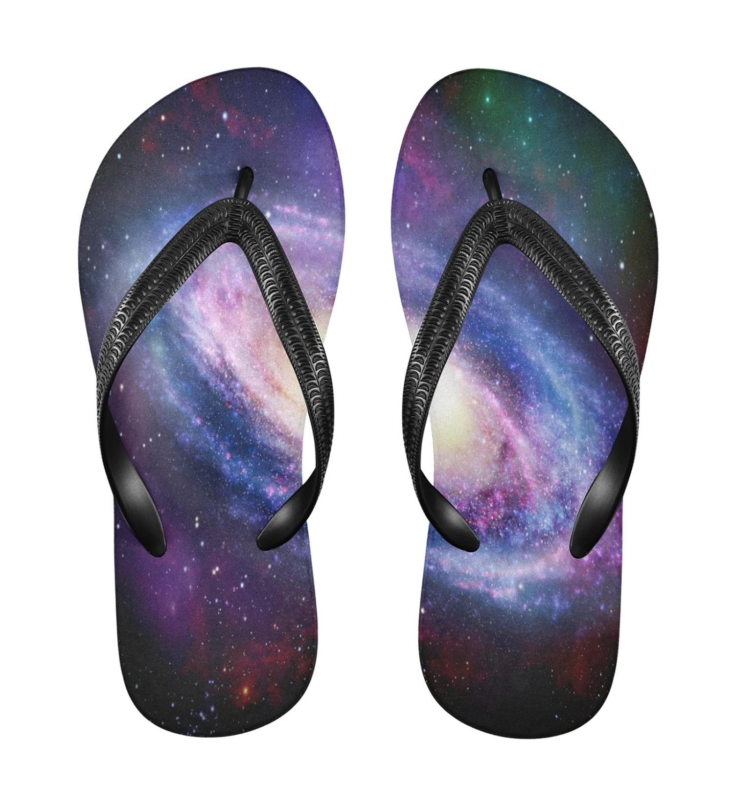 Mnsruu Nebula Space Spiral Galaxy Flip Flops | Stylish Sandals & Home Slippers for Men & Women | Perfect for Hotels Spas & Travel - Buy Online on GoSupps.com
