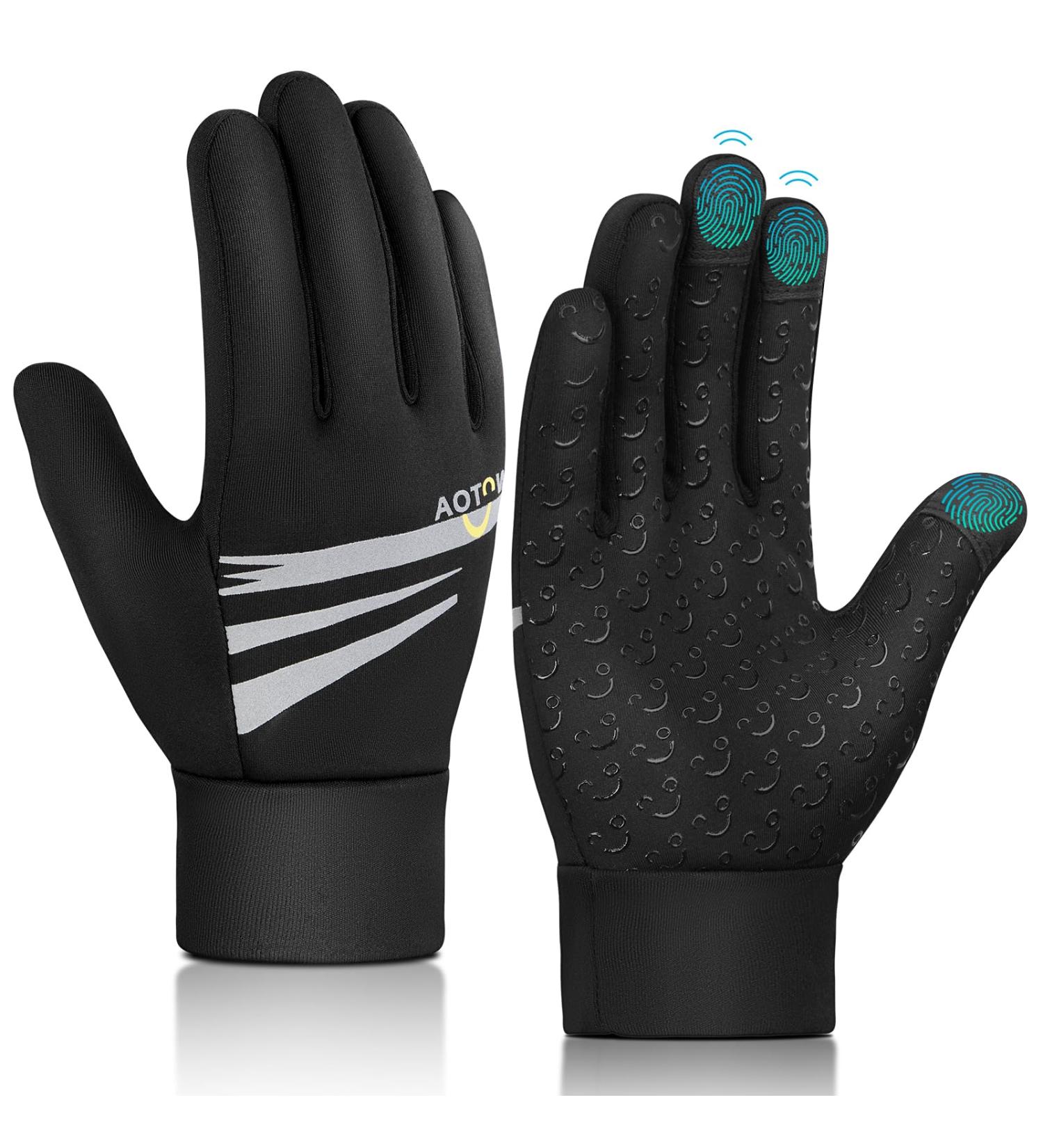 Aotow Kids Winter Bicycle Gloves - Touchscreen Warm & Windproof Fleece for Ages 4-12 Anti-Slip Design - Black XL - Buy Online on GoSupps.com