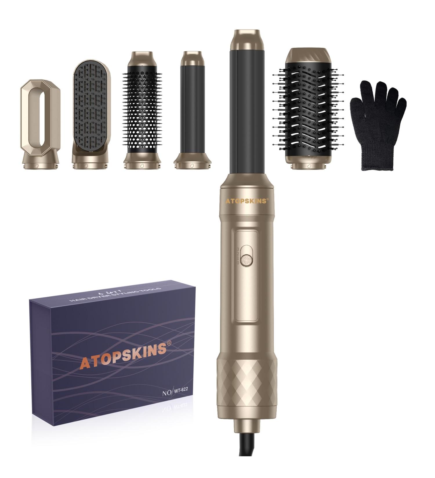6 in 1 Airstyler Set - Negative Ion Hair Styler & Warm Air Brush | Perfect Christmas Gift | Round Blow & Smooth Brushes - Buy Online on GoSupps.com