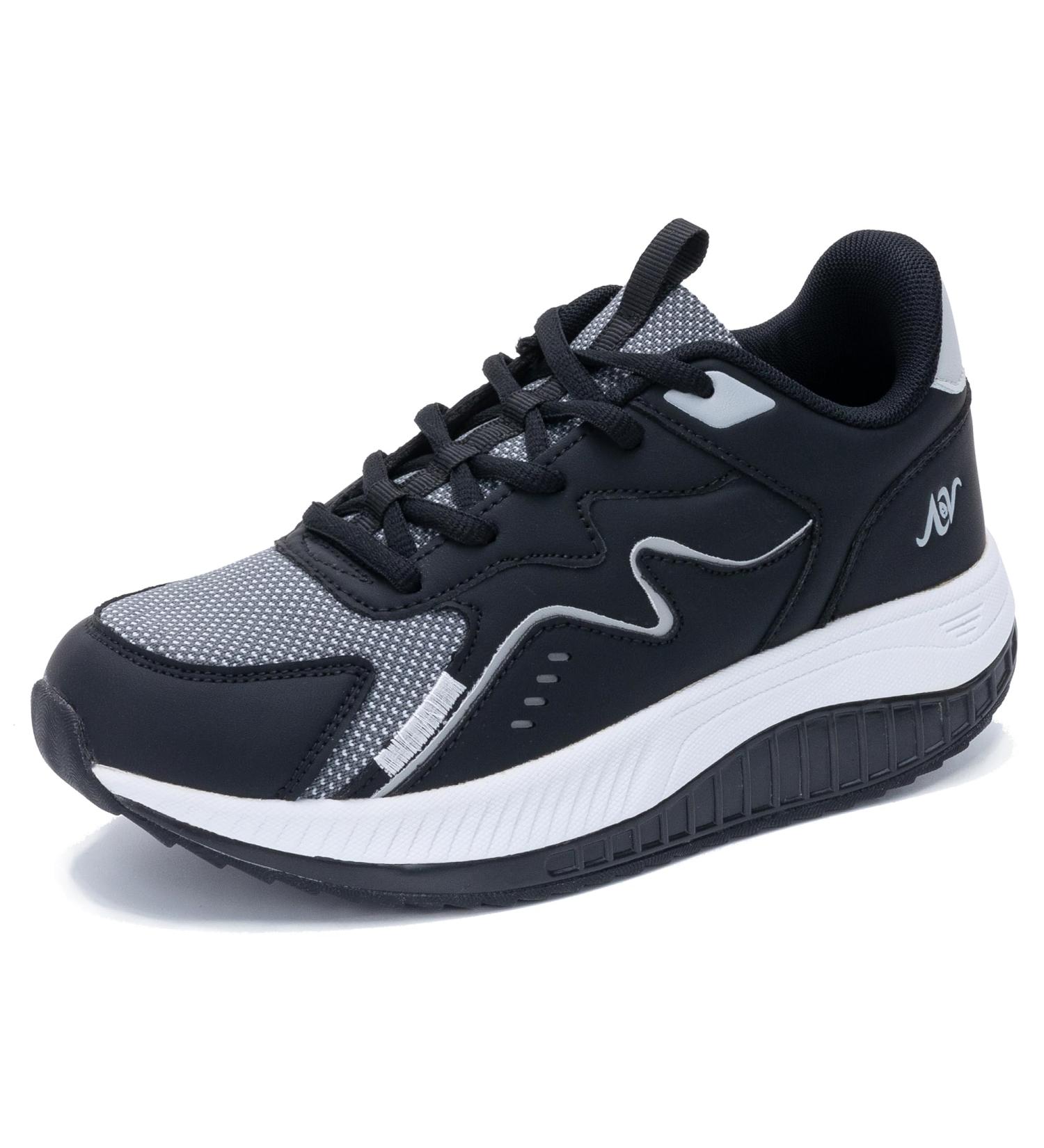 Women's Walking Shoes with Arch Support | Plantar Fasciitis Sneakers for Pain Relief - Black/Grey Tennis 7 - Buy Online on GoSupps.com
