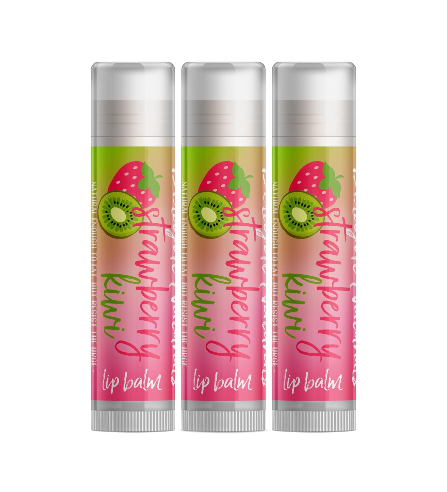 Strawberry Kiwi Lip Balm Set of Three - Moisturizing & Natural | International Shipping Available - Buy Online on GoSupps.com