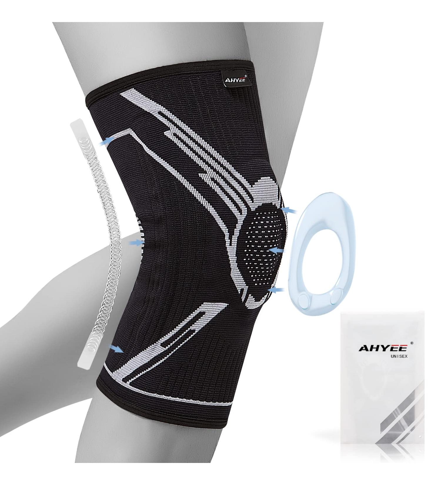 AHYEE Professional Knee Brace - Compression Sleeve Support for Men & Women with Patella Gel Pad & Spring Stabilizers - Ideal for Running, Meniscus Tear, Arthritis - Knee Pain Relief - Buy Online on GoSupps.com