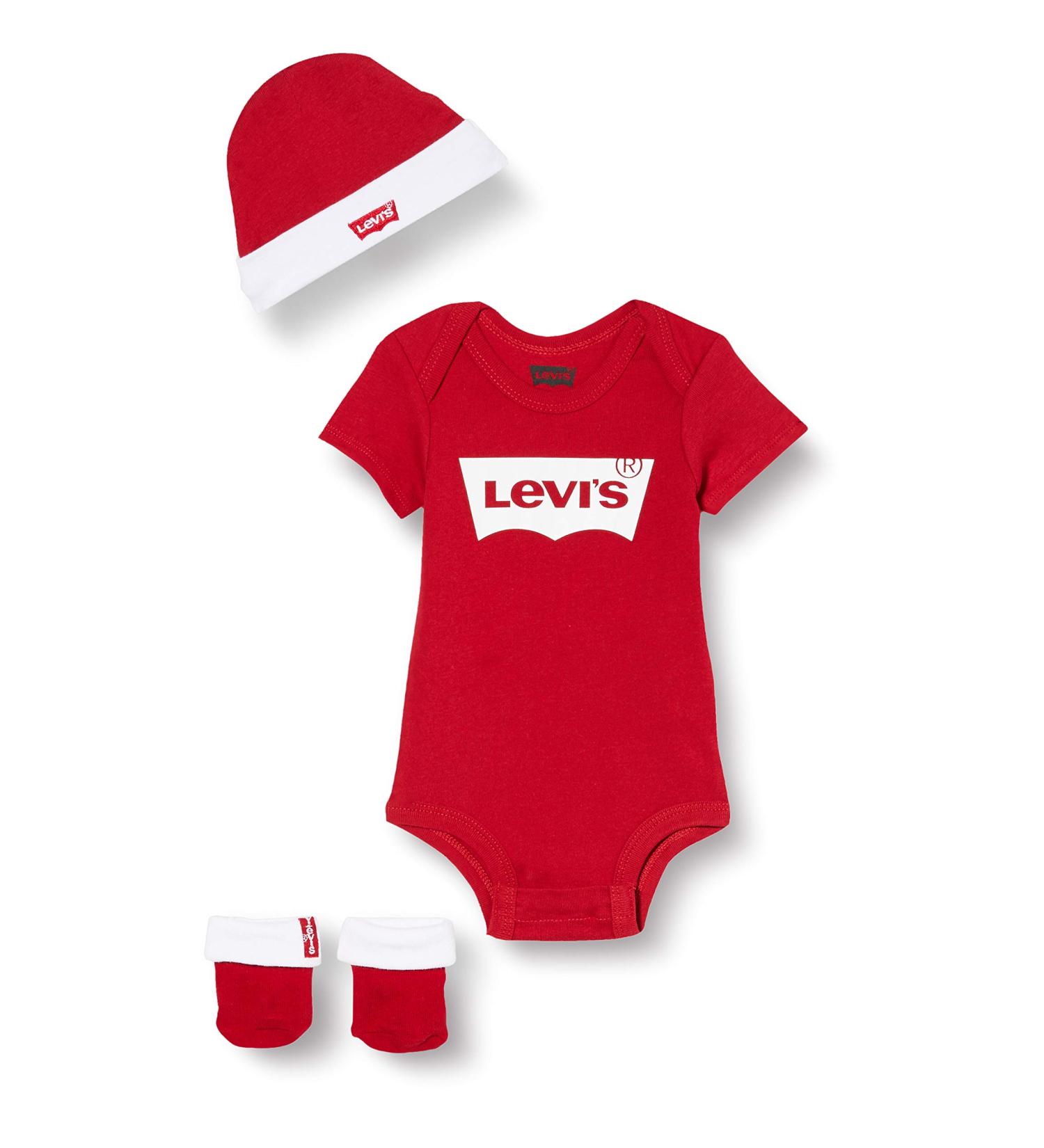 Levi's Kids Classic Batwing Infant Hat Bodysuit Bootie Set | 3pc Baby Boys 0-6 Months - LEVI'S RED - Buy Online on GoSupps.com