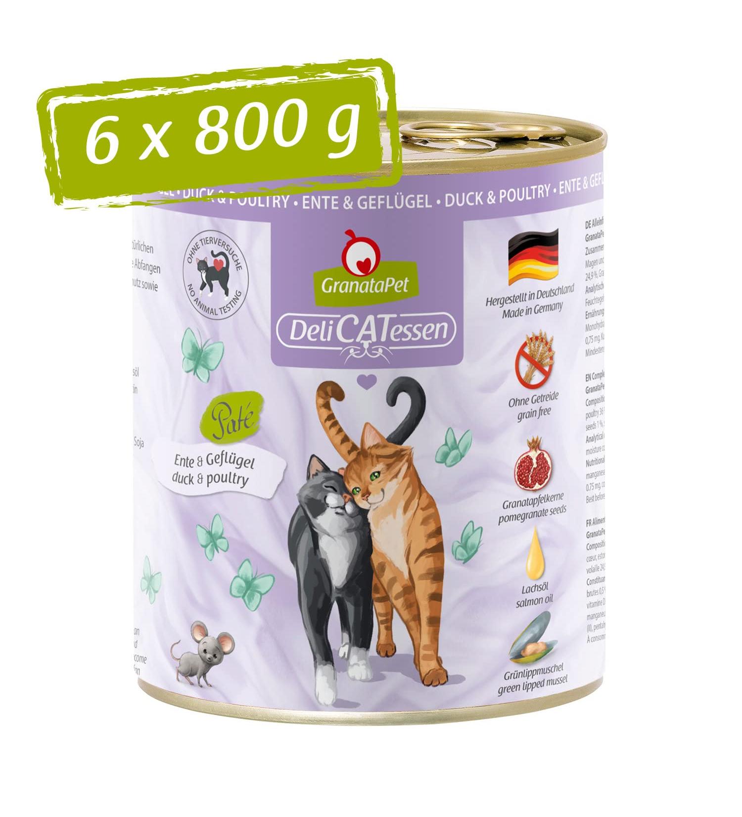 Granapet Delicatessen Duck & Poultry Wet Cat Food - Grain-Free Sugar-Free 6 x 800g - Gourmet Cuisine for Cats - Buy Online on GoSupps.com