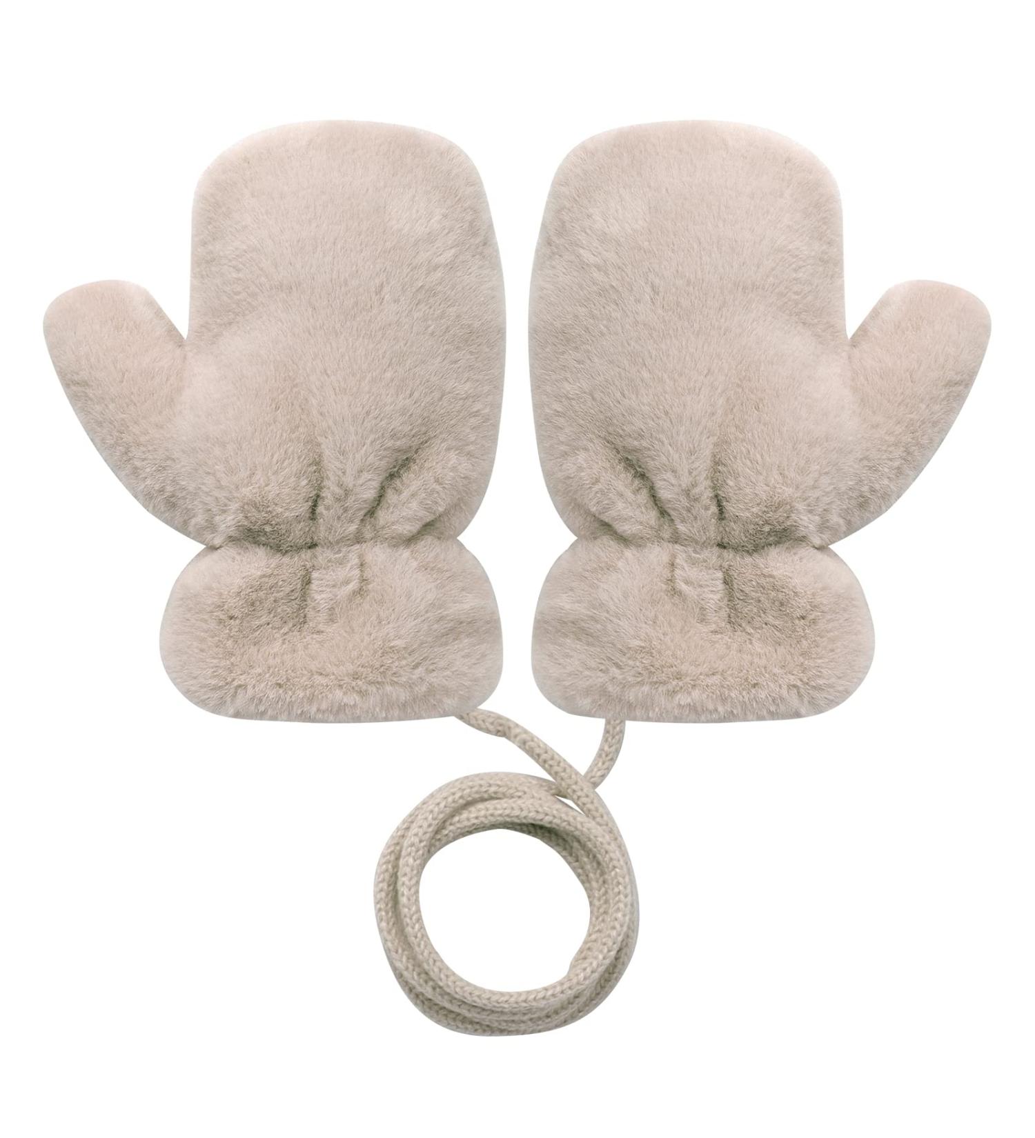 MoonLove Kids Warm Hangable Gloves Full Finger Soft Skin-Friendly Comfortable Plush Mittens Baby Toddler Infant Winter Mitten with String Windproof Coldproof Hanging Neck Hand Warmer White - Buy Online on GoSupps.com