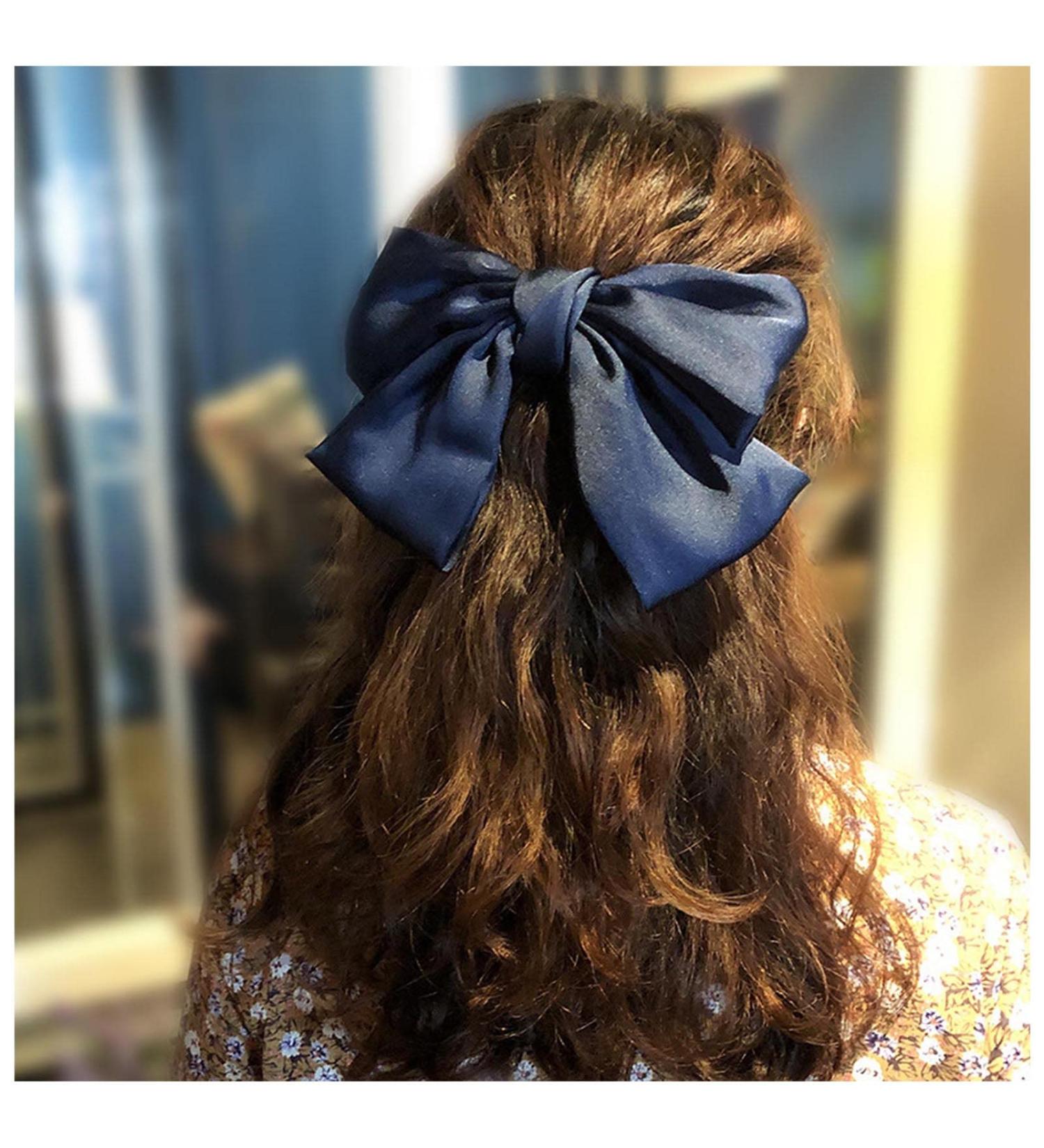 Andelaisi Vintage Bow Hair Clips Satin Bow Hair Barrettes Silk Hair Clip Barrette Retro Bowknot Hair Accessory Satin Ribbion Bowknot Clip Headpiece for Women and Girls Headdress (Blue) - Buy Online on GoSupps.com