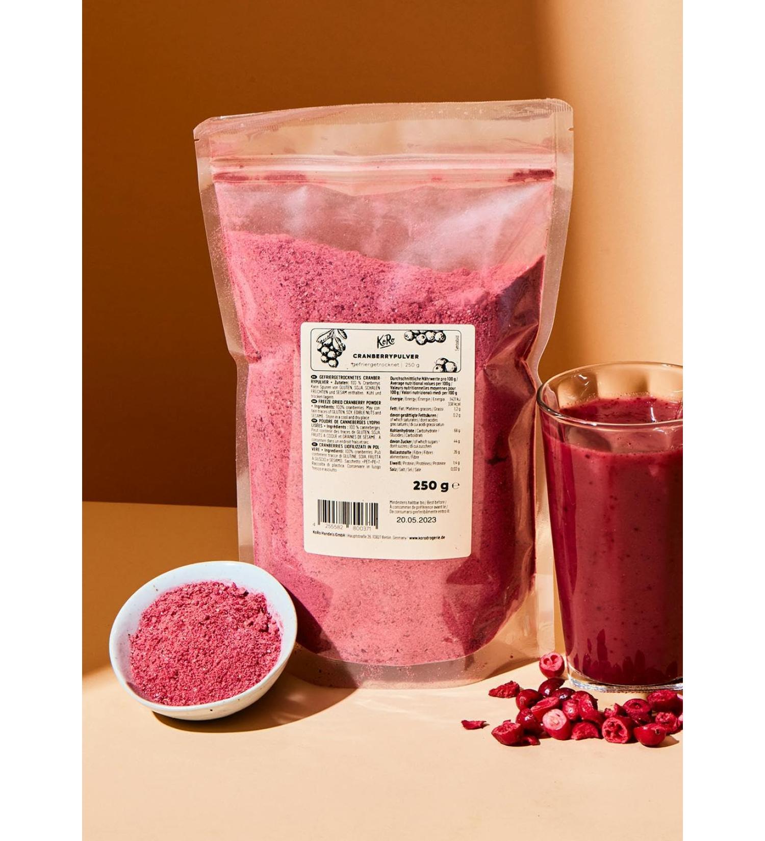 Choir KoRo Powder of freezedried cranberries 250 g - Buy Online on GoSupps.com